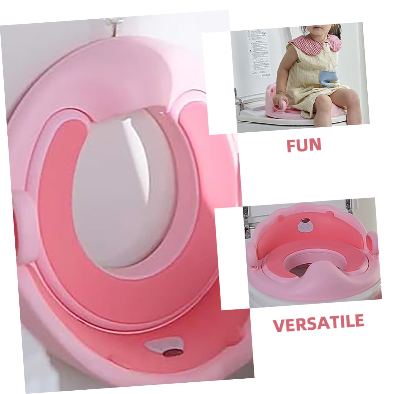 Sedia Riduttore Wc per Ragazzo Ragazza Rosa con Scala Rimovibile | Materiali Pp e Tpe, Cuscino Morbido a Superficie Liscia, Forma Leone con Copri Seduta Incluso