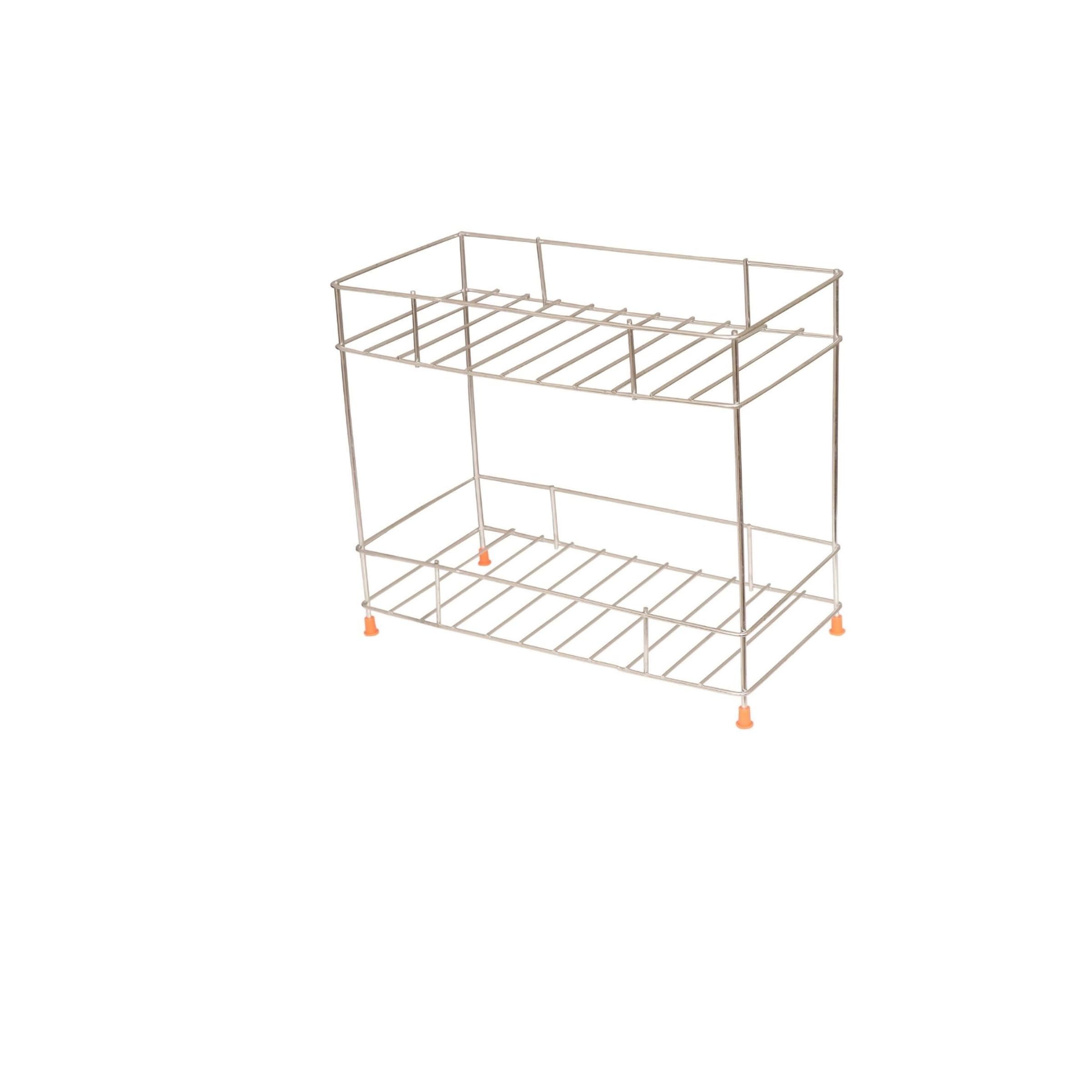 ROHINI TRADING CO Kitchen Rack Stainless Steel 2-Tier | Multipurpose Storage Shelf Stand for Kitchen, Bathroom & Home | Heavy Duty Material | Rust-Proof Space Saving Organizer-image-42