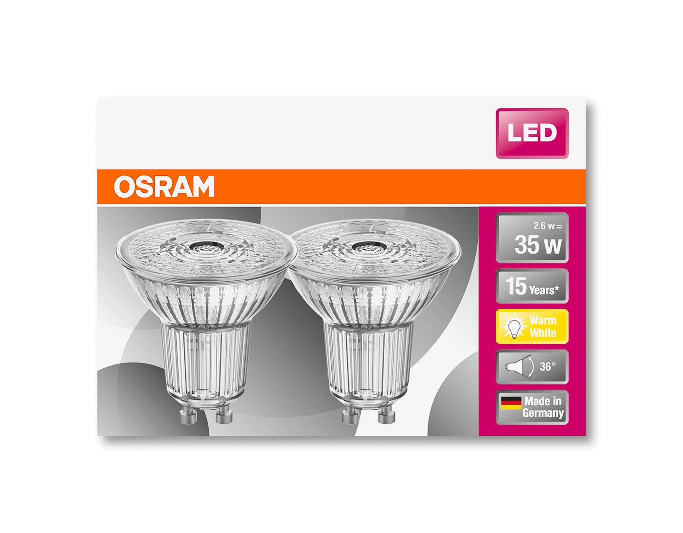 OSRAM LED Star PAR16, Sockel: GU10, Nicht Dimmbar, Warmweiß, Ersetzt eine herkömmliche 35 Watt Lampe, 36 Grad Abstrahlwinkel, 10er-Pack