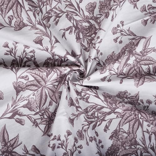 Image of LINENWALAS Cotton Sheer Curtains for Window - Light Filtering 6 Feet Set of 2, Aesthetic Cafe Curtain Floral Printed Drapes with Grommet Hanging - (L 6FT x W 4.5FT, Brown Botanical)