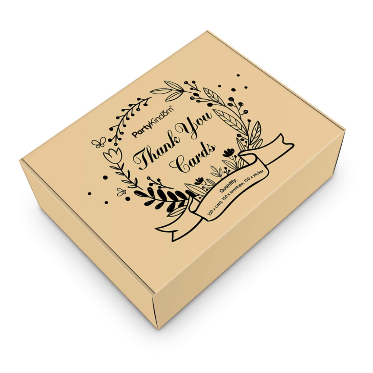 Amosfun 150pcs Dankeskarten Set Kraftpapier Grußkarten Notizen Danke Umschläge und Aufkleber für Weihnachten Hochzeit Geburtstag Babyparty