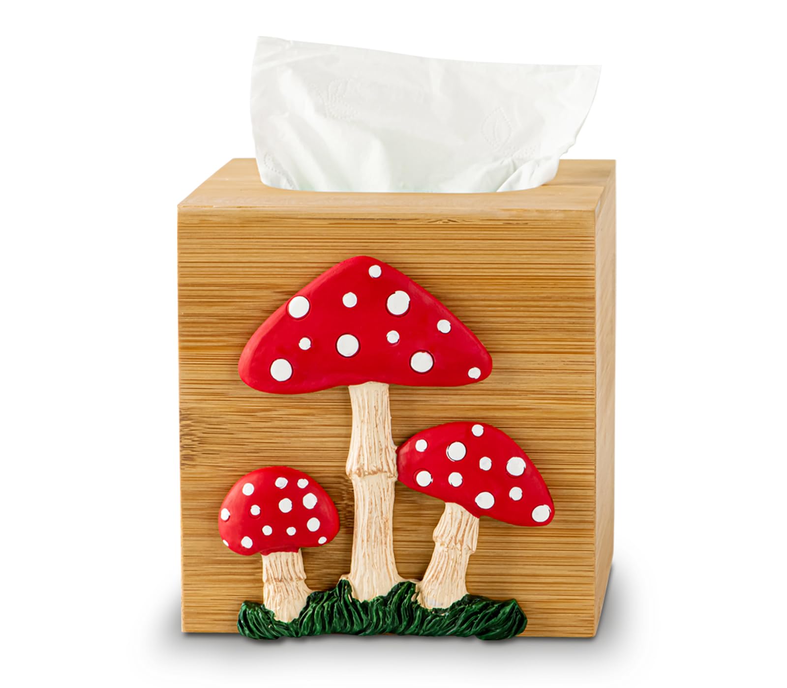 Dgudgu Natural Bamboo Mushroom Tissue Box Cover Square Tissue Box Holder Bamboo Tissue Box Holder Square Cube Decorative