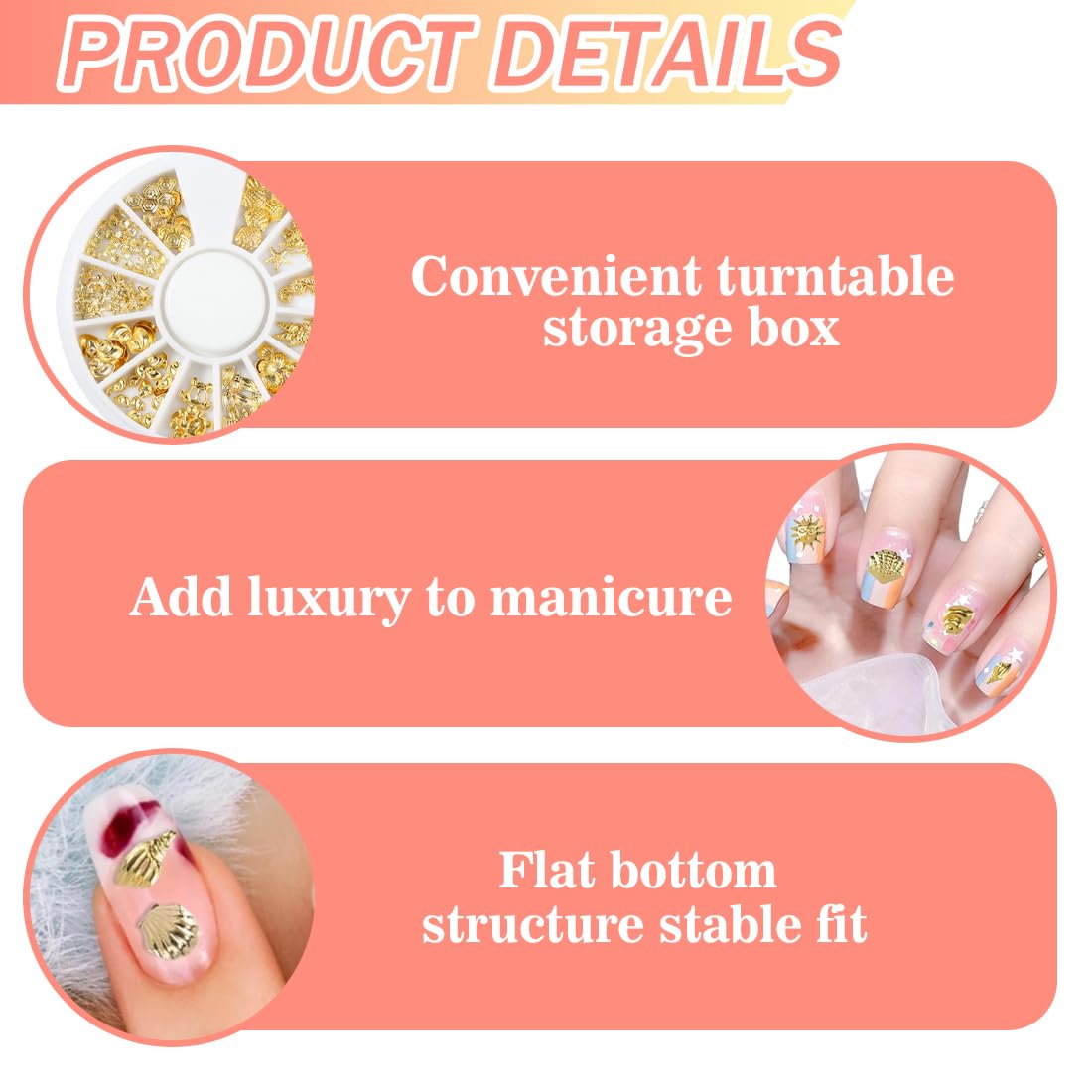 Bijoux ongles nail art, Decoration ongle, Decoration ongles nail art (Gold*2)