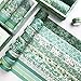 Washi Tapes 12 Rotoli Washi Tapes Vintage Rotolo da 3m con 1 Scatola Nastri Colorati Carta Adesiva Nastro Washi Decorativi per Diario Confezioni Calendari (Larghezza 10mm 15mm 20mm 30mm Verde)