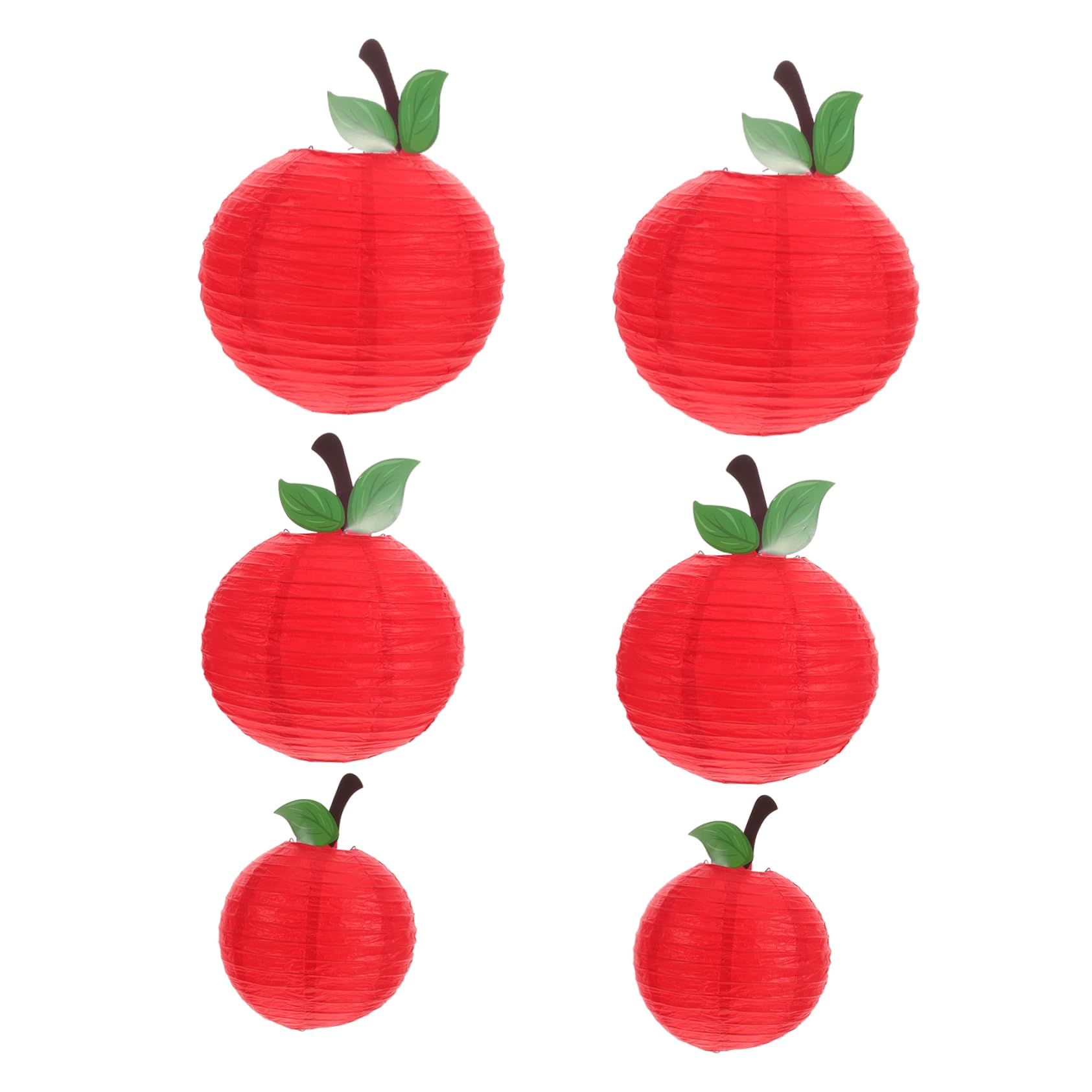 INOOMP 6pcs Apple Shaped Lanterns Red Fruit Themed Hanging Decorations for Back to School Parties Classroom Decor Easy to Hang Paper Lanterns for Birthday Celebrations