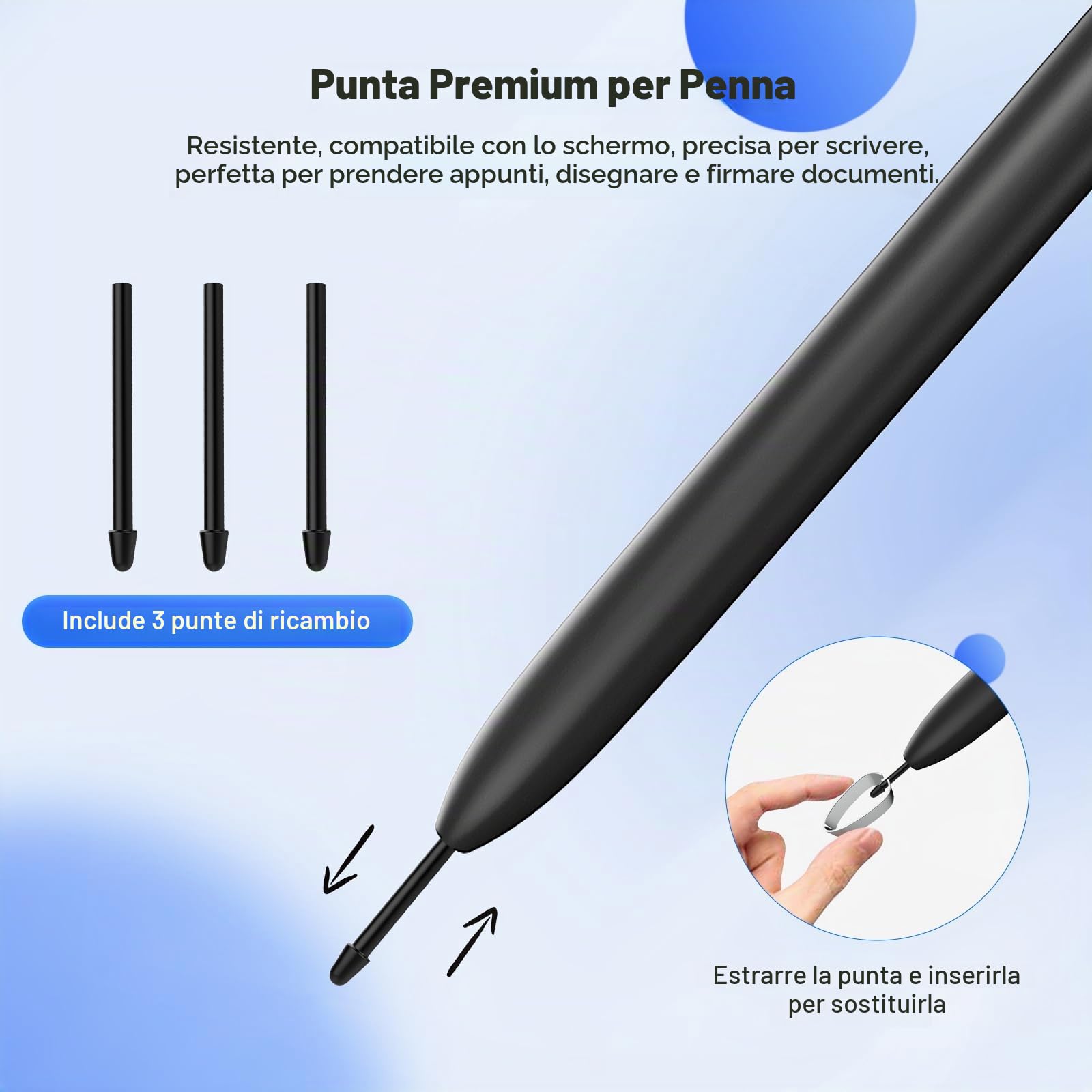 TiMOVO EMR Penna Stilo Compatibile con Remarkable 2 con Gomma, Nero | Penna Digitale EMR per Remarkable, Inclinazione, Sensibilità 4096, Rifiuto del Palmo, per Kindle Scribe/Dispositivi EMR