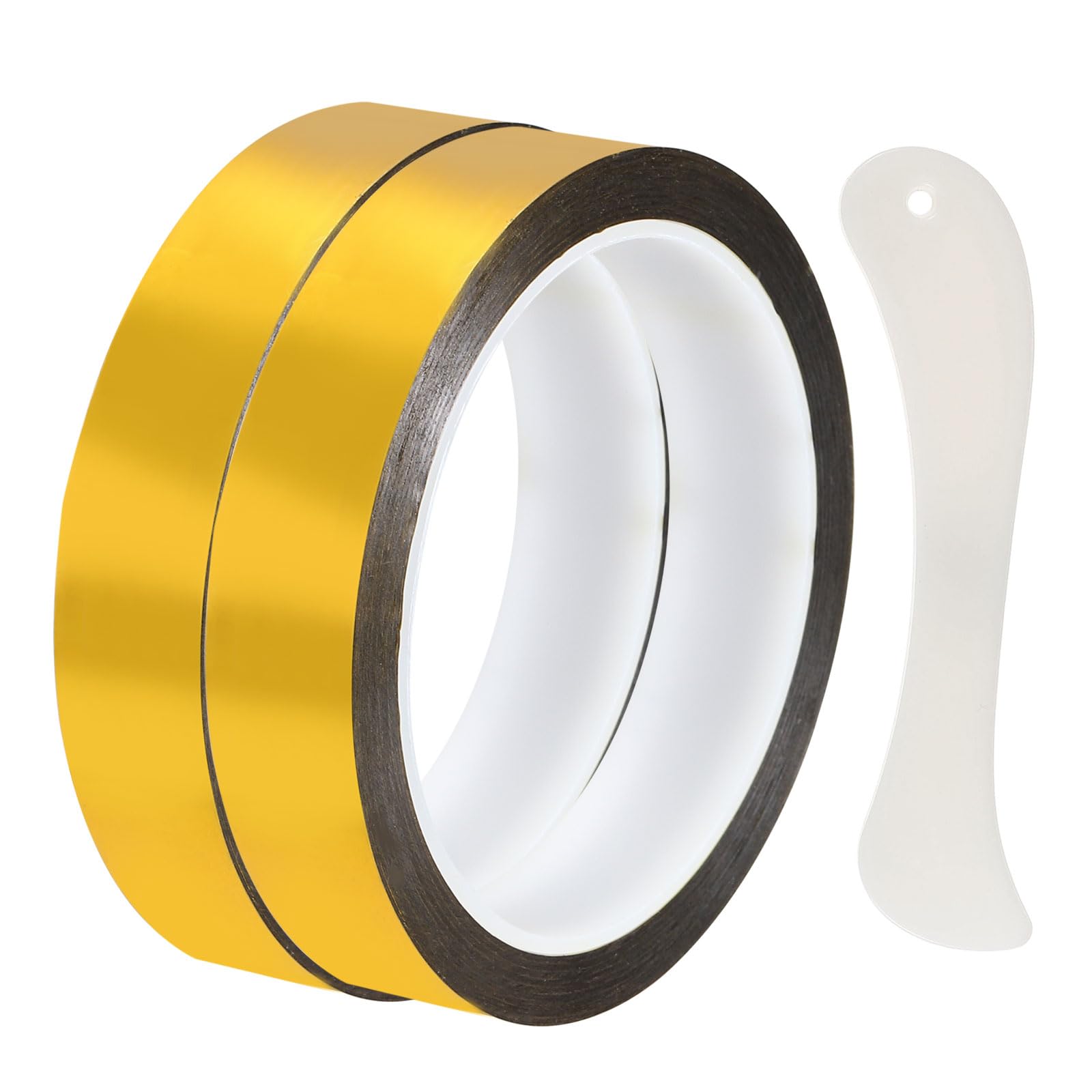 DEFANEX Metallic Mirror Tape (20mm x 50m, 0.05mm, Gold)(2 Roll) Self Adhesive Duct Tape, for Wall Decoration Border DIY Gift Wrap