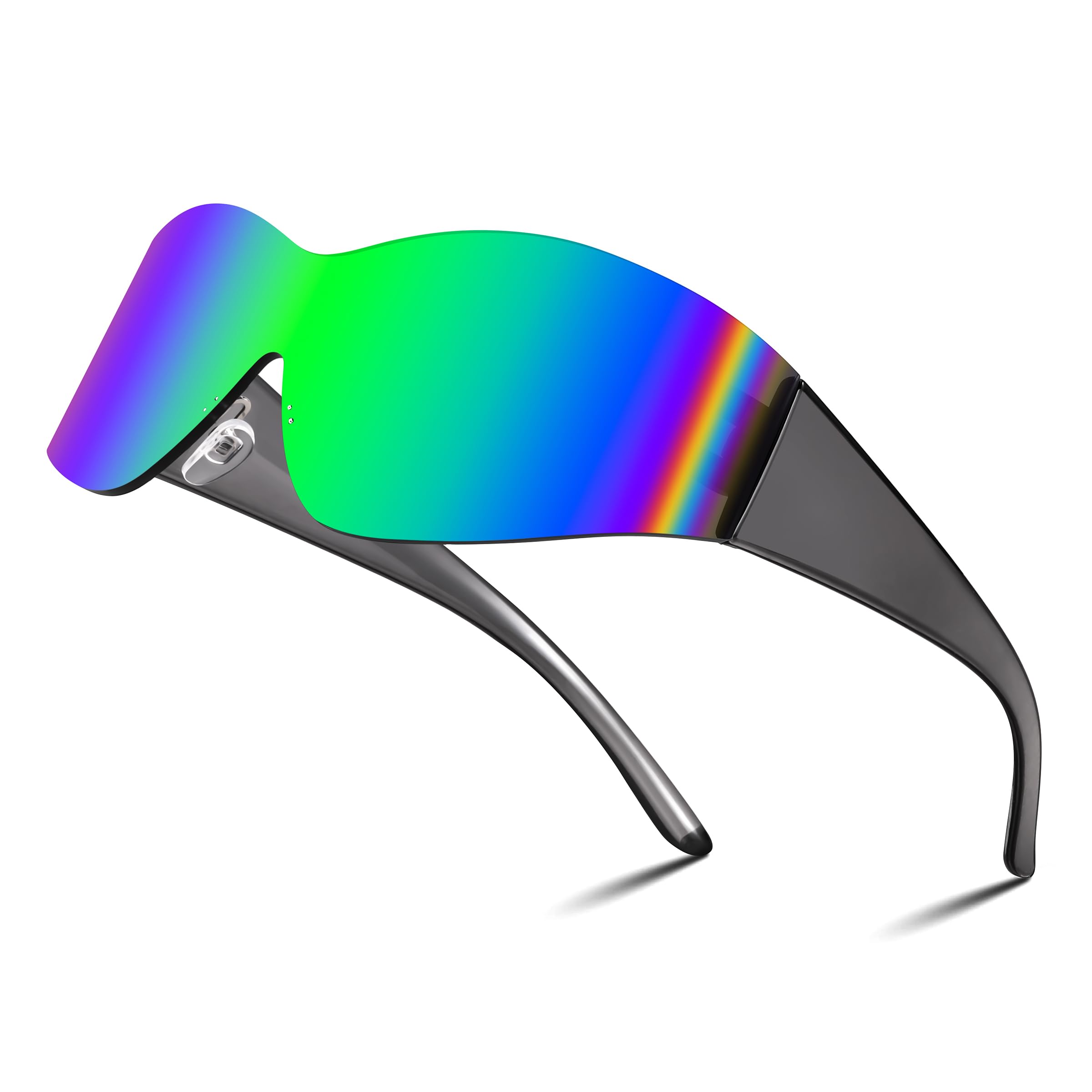 FEISEDY Futuristic Cyber Visor Sunglasses Rimless Mirror Punk Style Men Women Cosplay Cyclops Goggles B0189