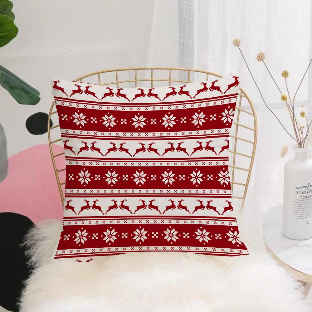 Hyosxw Merry Christmas And Happy New Year! Seamless - A4 Cushion Cover,Throw Pillow Case Home Decorative For Living Room Bedroom Sofa Chair 18X18 Inch,Merry Christmas And Happy New Year! Seamless Striped Background With Deers And,Pillowcase 45X45cm