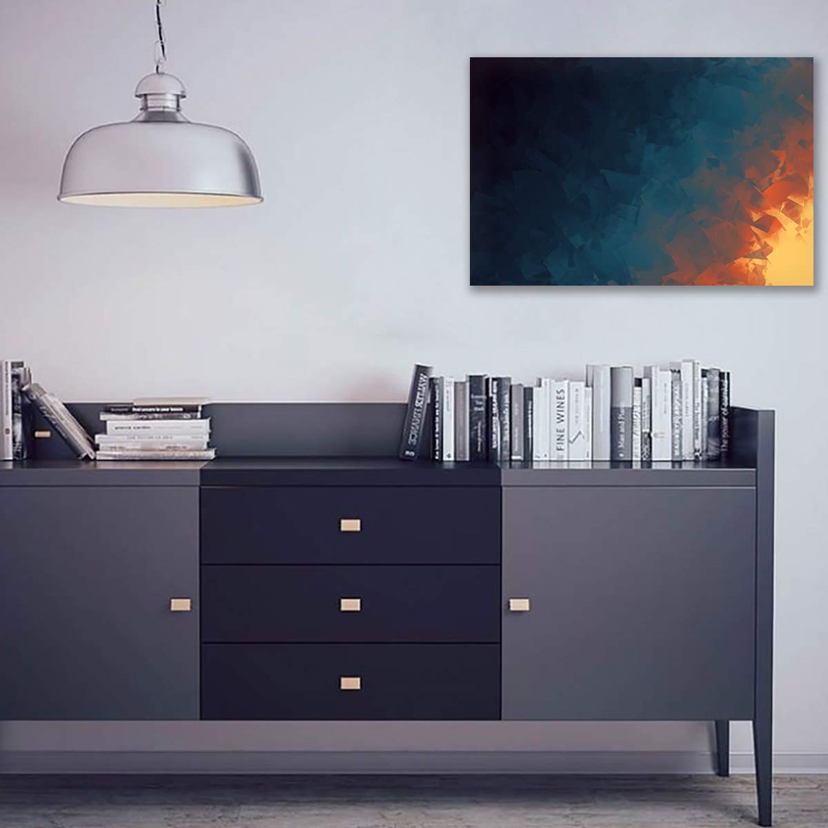Impresión Del Cartel De La Lona De La Imagen Artística Abstracta Amarilla Oscura Azul Decoración Casera Moderna Arte De La Pared Pintura Decoración De La Sala De Estar (1,100_x_160_cm(Sin marco))