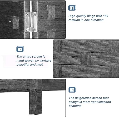 Miniatura 4 de Divisores de habitación y pantallas de privacidad plegables, 6 paneles de 6 pies, divisor de separación de habitación portátil plegable de 6 pies,