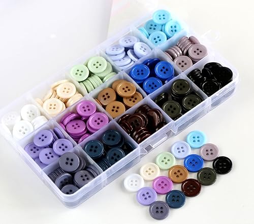 Miniatura 29 de 160 botones de costura de 5/8 pulgadas (0.591 in) para ropa, botones de color gris oscuro, botones de color gris oscuro, manualidades, proyecto