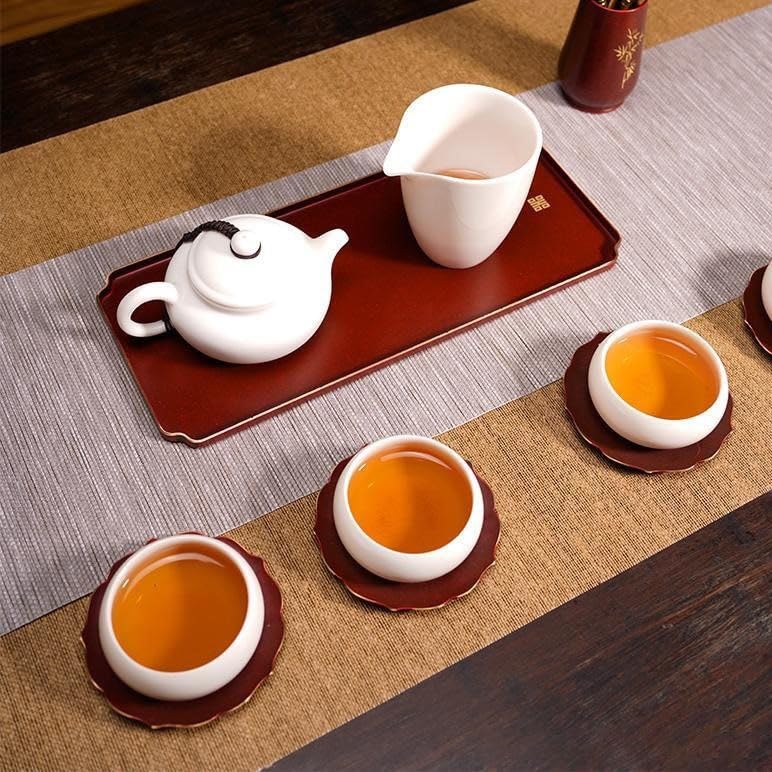 Bandejas Servir Comida Bandeja de té seco latón con Fragancia Madera, pequeño Soporte Chino for Olla for el hogar, Mesa pequeña Zen Kung Fu Simple, Bandeja Mesa Cama