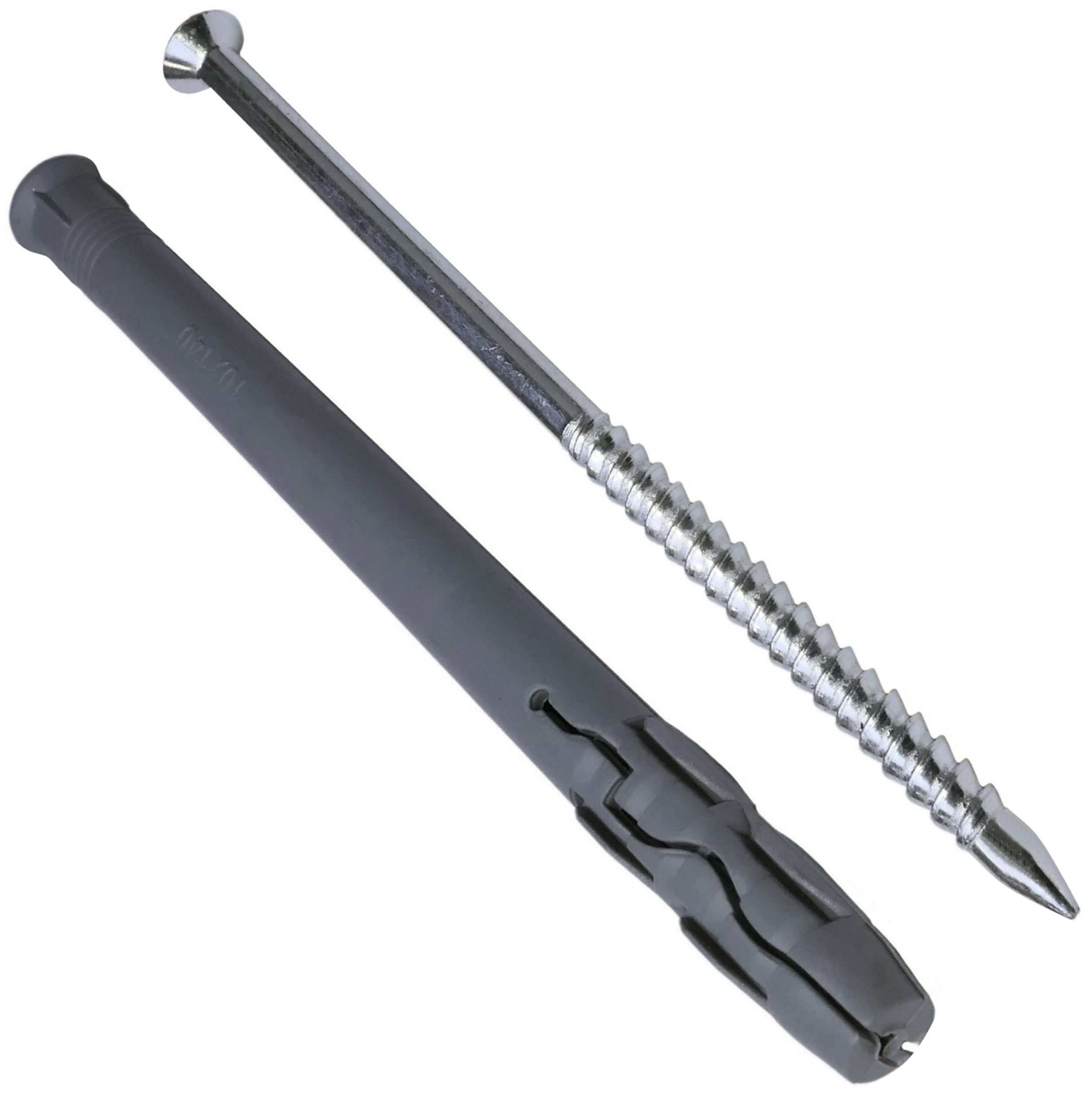 AERZETIX - C57465 - Set di 10 tasselli chiodi Ø10x140mm + 10 viti Ø7x145mm a testa fresata - per fissaggio in calcestruzzo/mattoni/blocchi di cemento