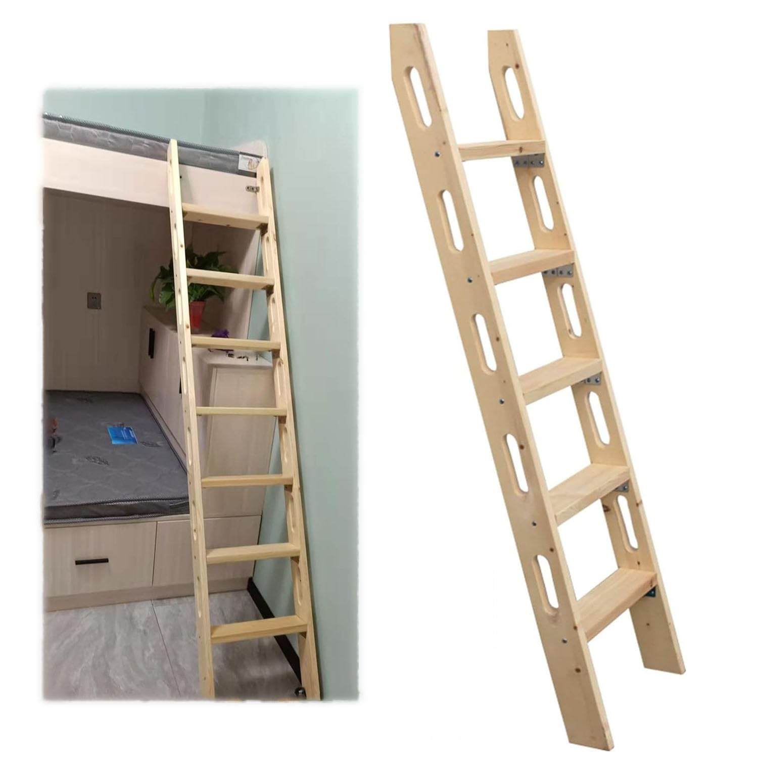 Bunk Bed Ladder Universal Wooden RV Bunk Ladder 29.5""/ 39""/ 49""/ 59"" Long, Interior Sturdy Motorhome Parts Twin Bed Bunk Ladder, for Loft Bedroom Dorm (75cm/29.5inch)