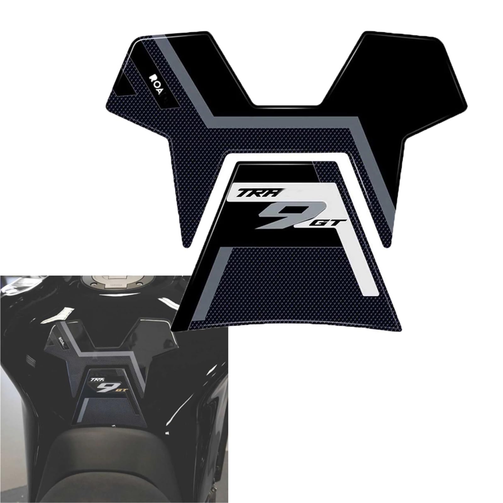 Tynbv White Decorative Sticker Motorcycle Sticker 3D Resin Decal For Y-Amaha Tracer 9 Gt 9Gt 2021 2022 2023 Fuel Tank Pad Protection(White)