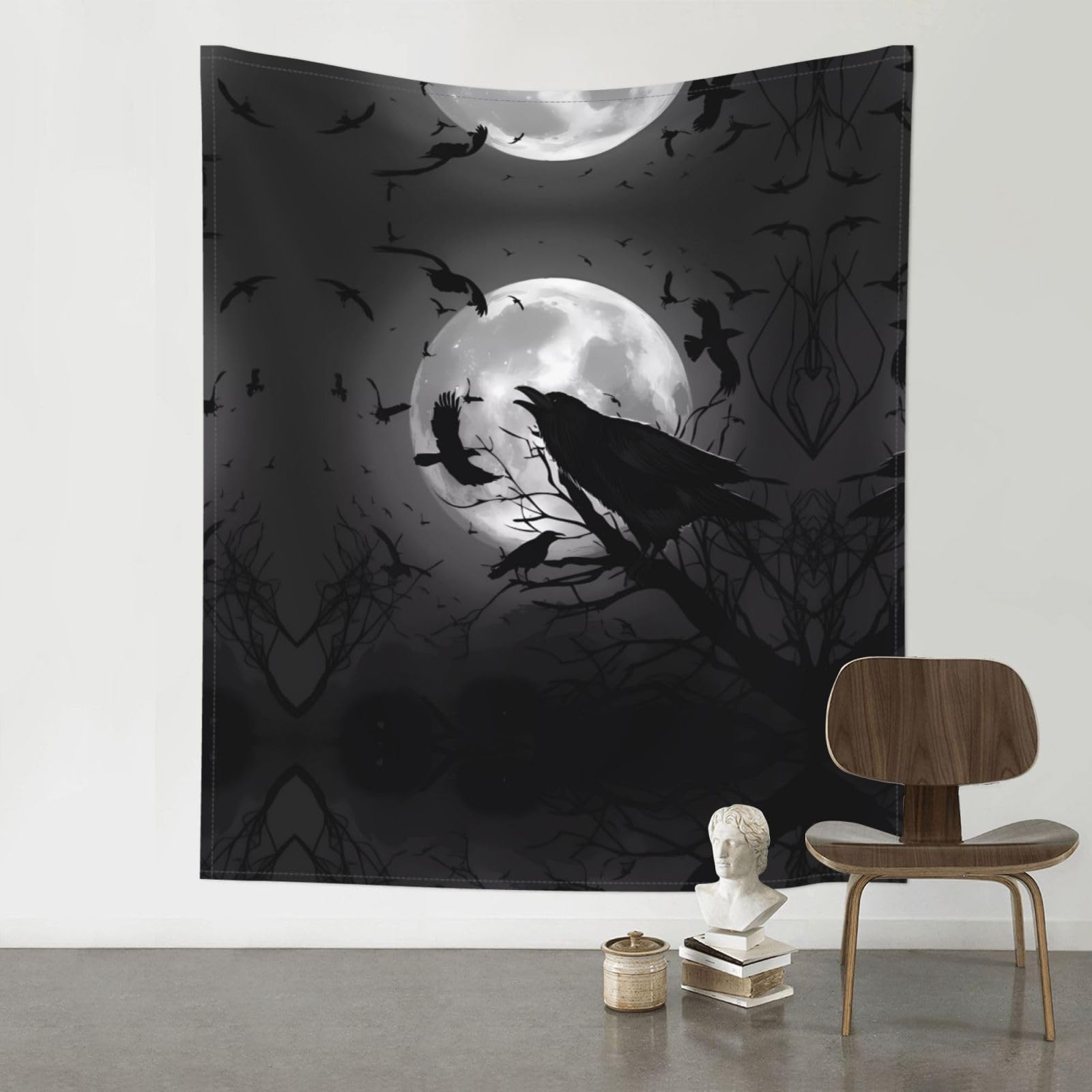YYHWHJDE Crow Birds Prints Wall Tapestry 60x51in - Boho Dorm Decor Throw Blanket - Beach Picnic Blanket - Versatile Home Accent