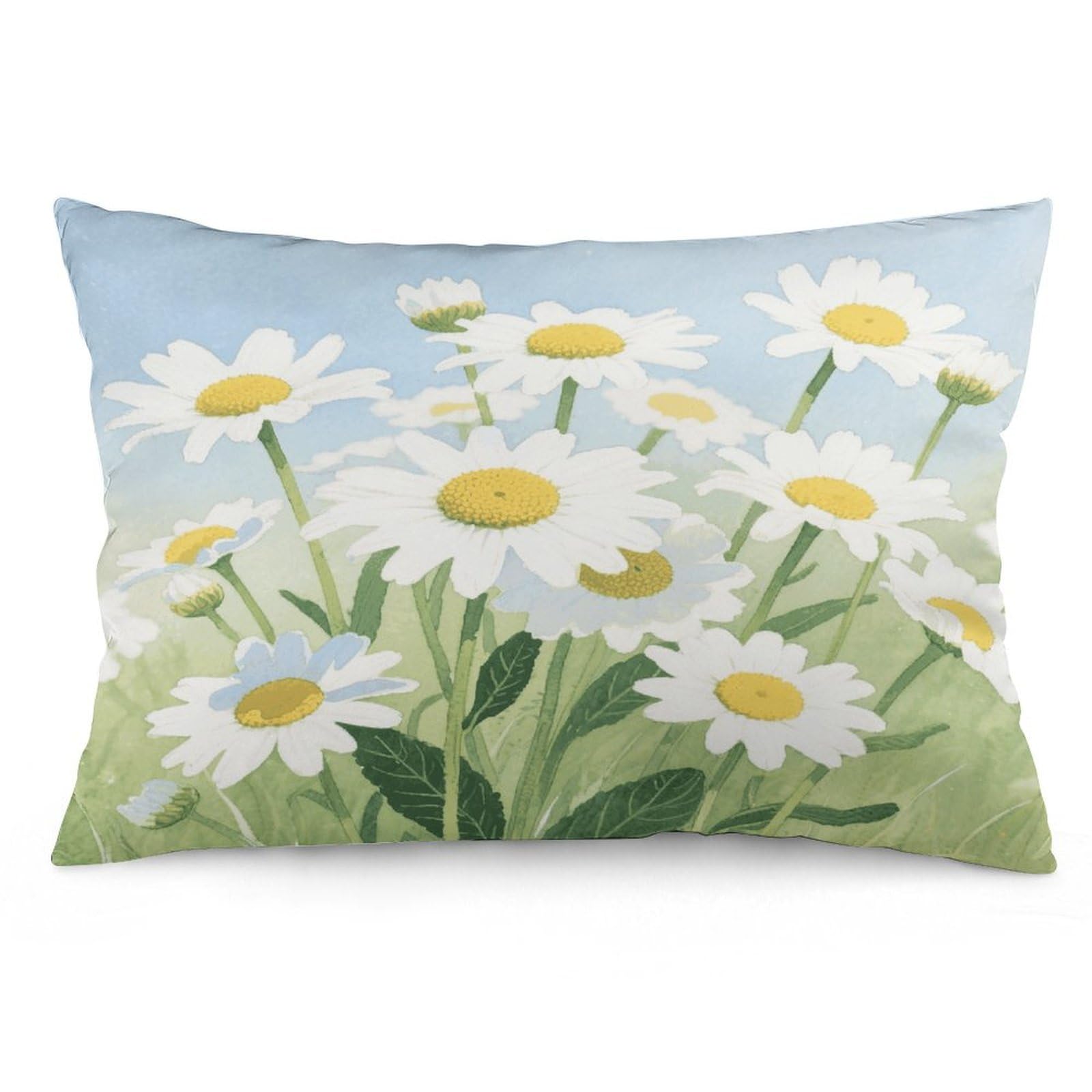 Watercolor Daisy Throw Pillow Cover Soft Pillow Case Decorative Lumbar Pillow Cover Cozy Throw Pillowcase Polyester Rectangular Cushion Case Decor for Couch Sofa Bed