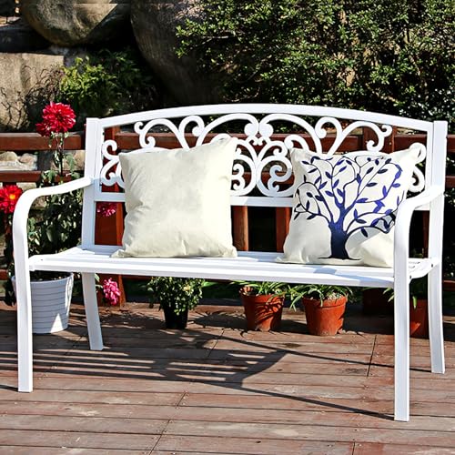 Banco de jardín de metal antioxidante ideal para relajarse en terrazas y patios familiares