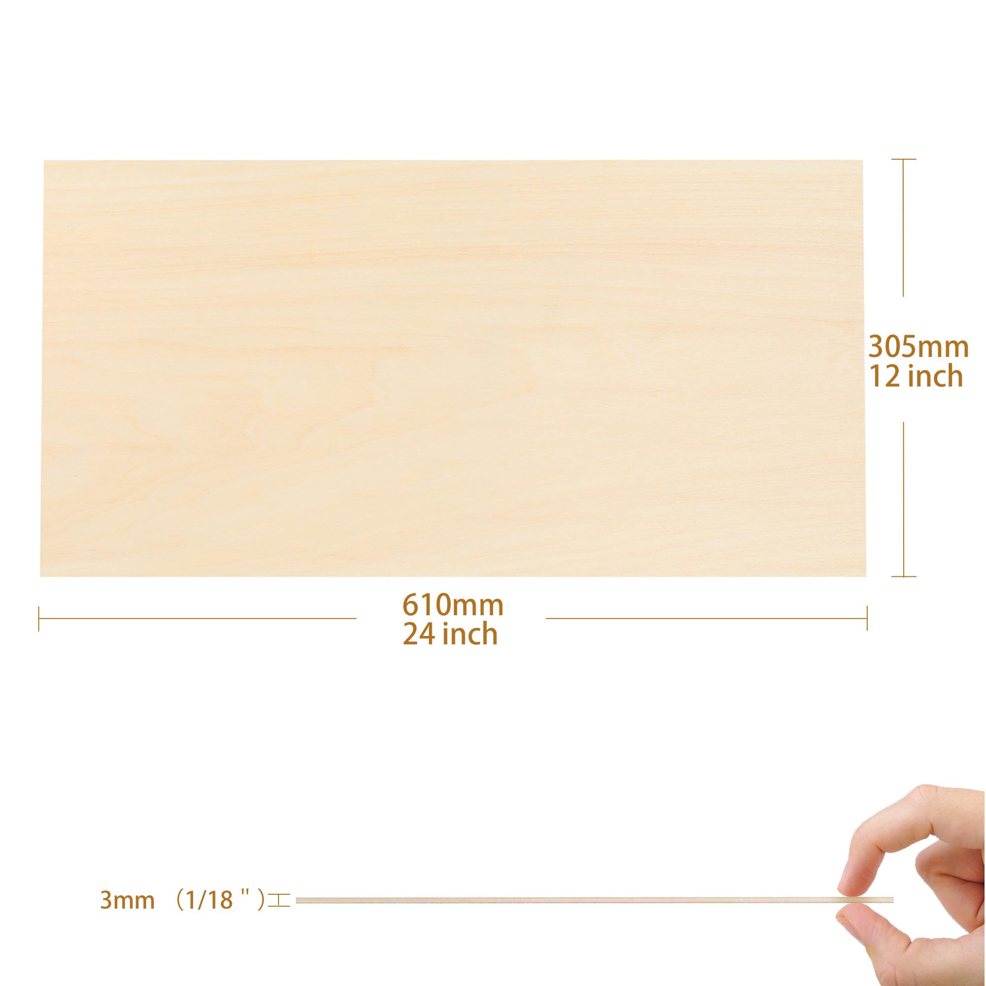 15 Stück 305 x 610 x 3mm Linde Sperrholz Laserfähig Linden Sperrholz Platten Laser Holz 3mm plywood Lindensperrholz (12x24 Zoll) | Geeignet für großformatige Laserprojekte,Passend für Schablonen und großflächige Gravur