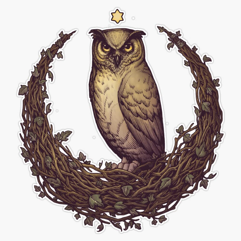 Vision Signs Owl Hedera Moon Sticker Bumper Sticker Vinyl Decal 5''