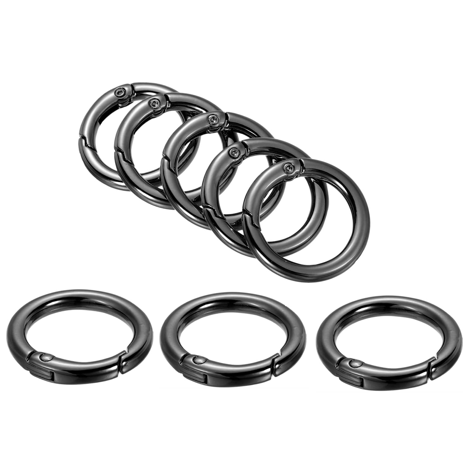 8PCS Round Rings Spring Trigger Hook for Handbag Purse Shoulder Strap, 1.3 Inch Round Carabiner Spring Snap, Mountaineering Camping Backpack Buckle,
