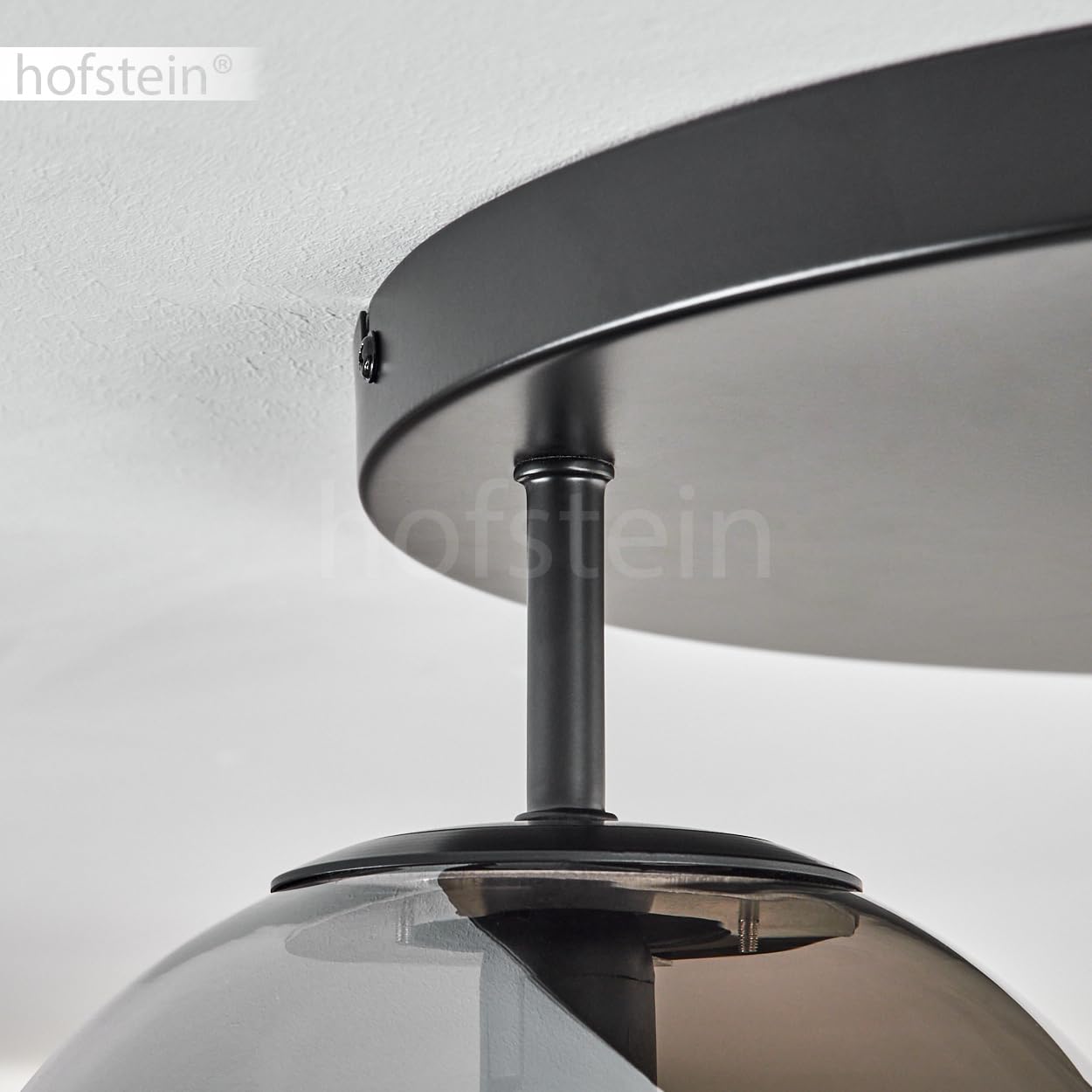 Deckenleuchte Zernez, Deckenlampe aus Metall/Glas in Schwarz/Rauchfarben, Leuchte im modernen Industrial-Design mit Schirmen aus Glas (Ø 19,5 cm; 22 cm; 14 cm), 3 x E14, ohne Leuchtmittel
