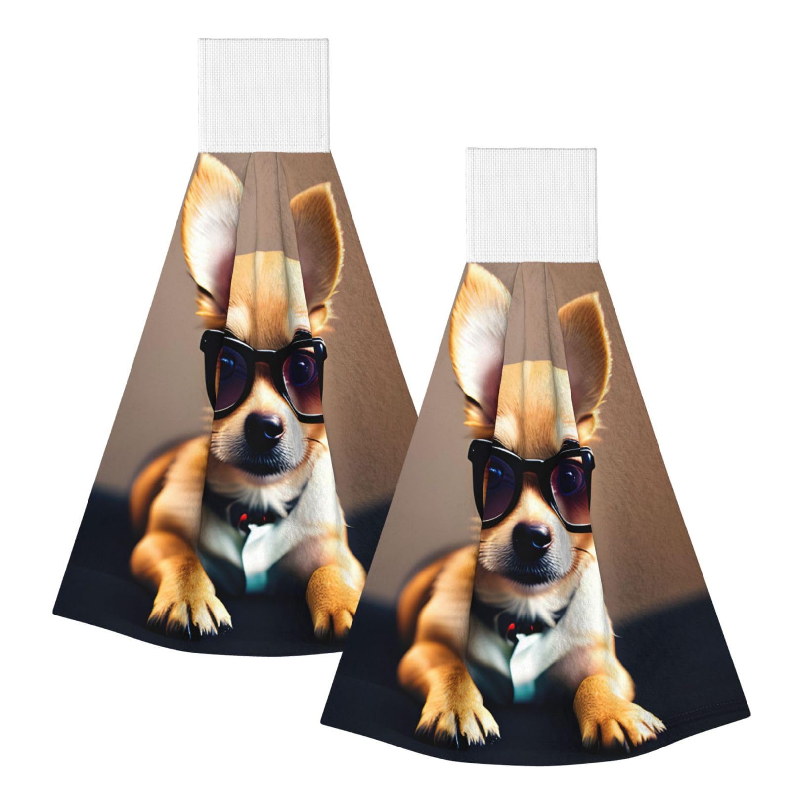 DUWAA Chihuahua Dog Glasses 1 Print Hanging Hand Towel Quick Dry Bathroom Towel Soft Kitchen Towel