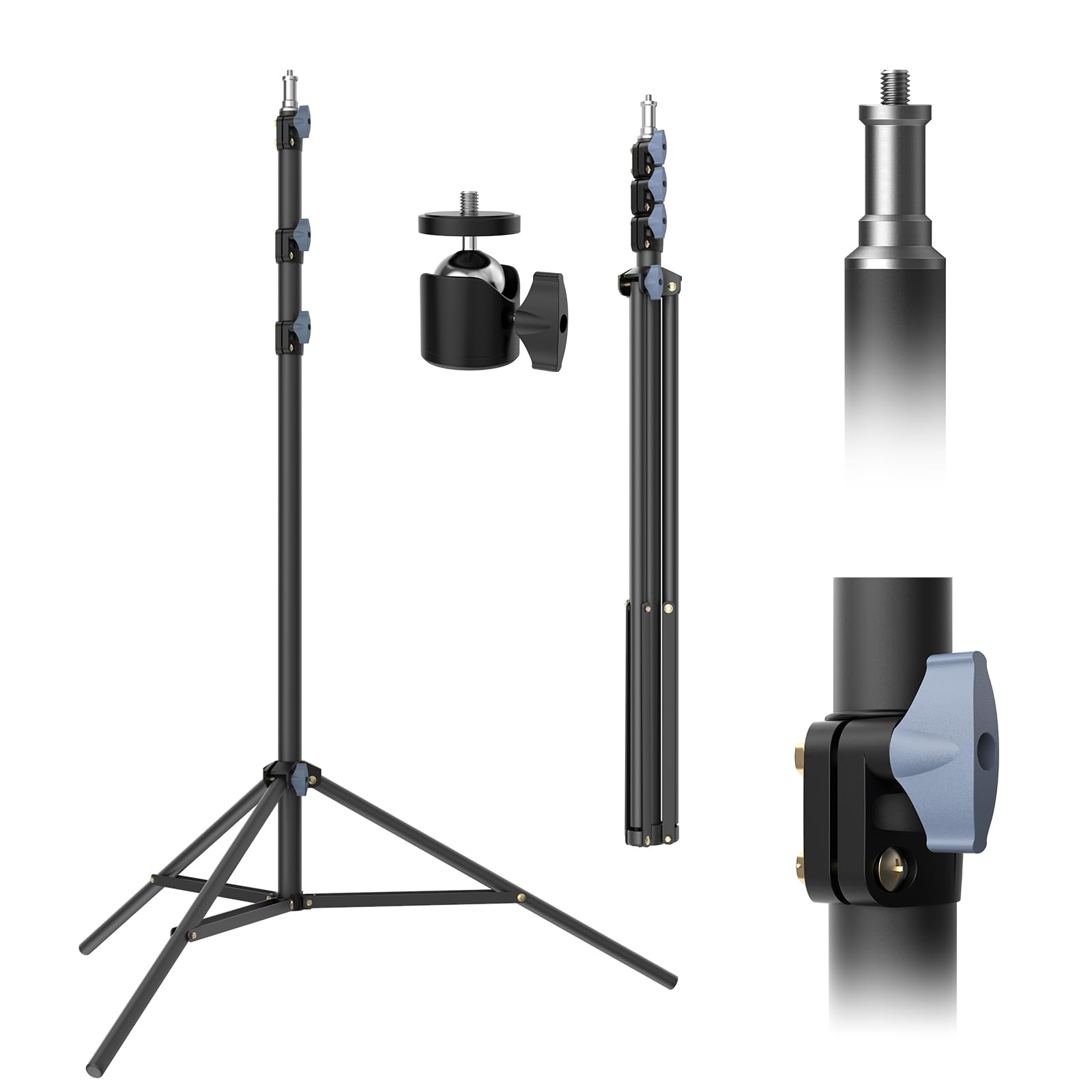 Trépied Lumineux pour Photographie, 118 Pouces / 10 Pieds / 300 cm : Statut de Studio Haute Qualité – Trépied Lourd pour Photo & Vidéo – Inclut Une Vis 1/4" pour Anneau Lumineux, Réflecteurs, Softbox