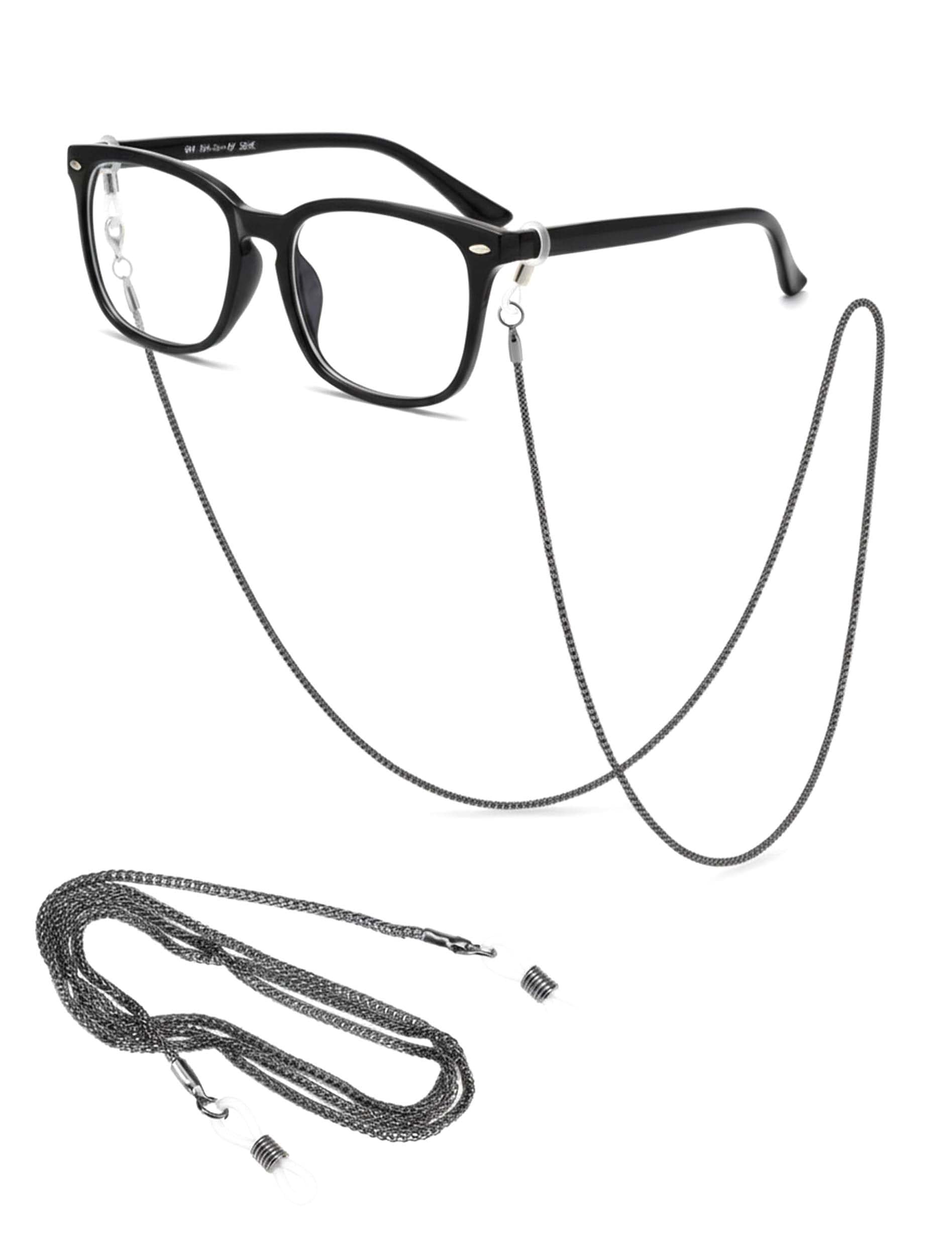 SPORTS WORLD VISION Metal Glasses Holder Cord, Adjustable Eyeglass Chain, Anti-Slip Rubber Ends for Men and Women - 1 Piece