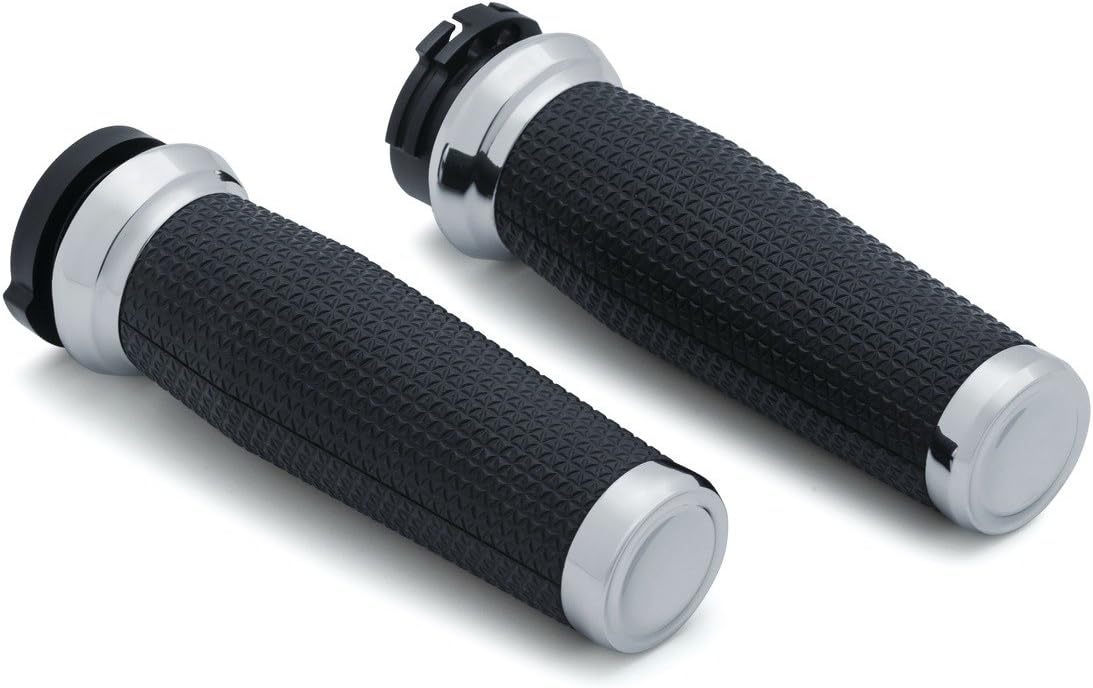 Kuryakyn 5943 Thresher Handlebar Grips for Throttle and Clutch, Electronic Throttle Control: 2008-19 Harley-Davidson Motorcycles, Satin Black, 1 Pair