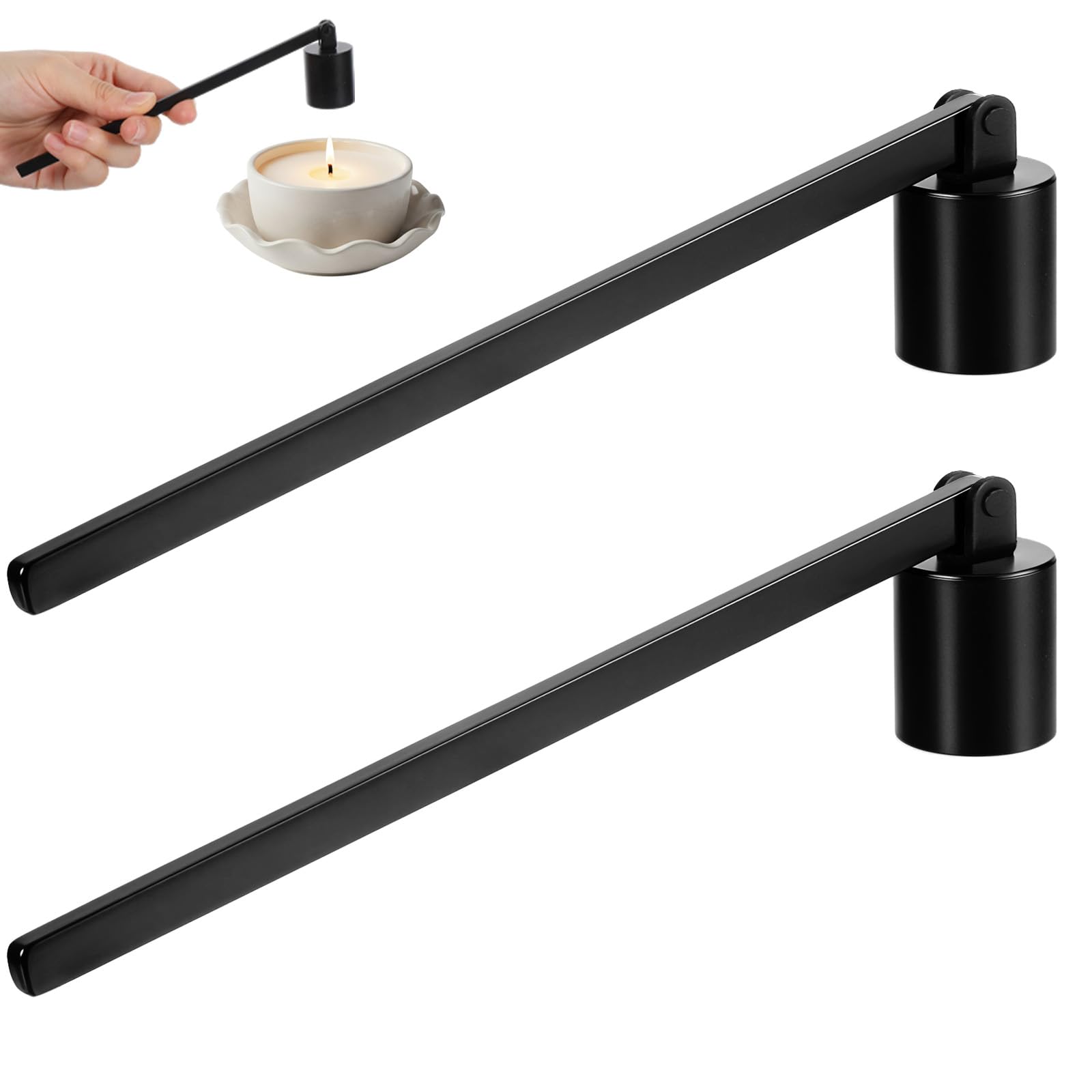 guduling 2pcs Candle Snuffers for All Candles, Stainless Steel Candle Extinguisher Snuffer Candle Snuffer Uk with Long Handle for Most Candles, Black