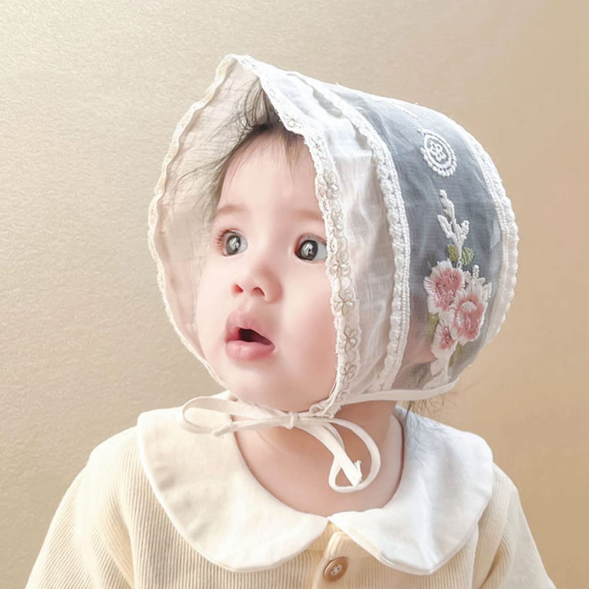 CALLARON Babymütze Neugeborene Mütze Sommer Bucket Cap Mädchen Hut Strandhut für Kleinkind Sun hat Sonnenhut Sommerhut Hut -Sommermütze Neugeborenenmütze Baumwolle Weiß