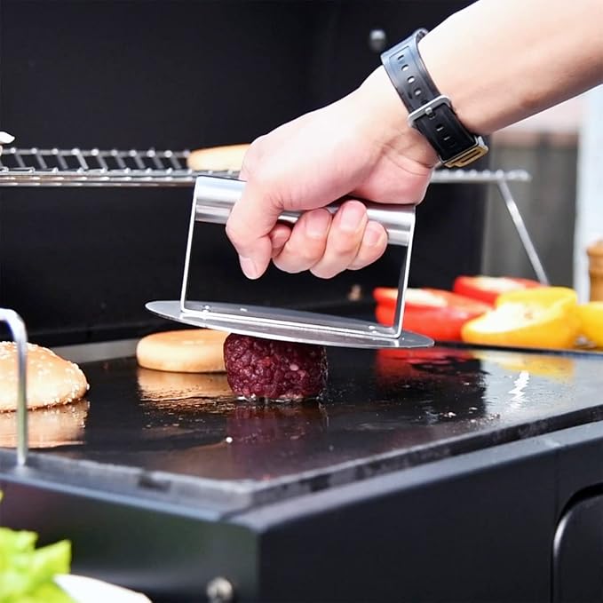 Prensa para hamburguesas de acero inoxidable HULISEN 15.75 cm redonda miniatura 2