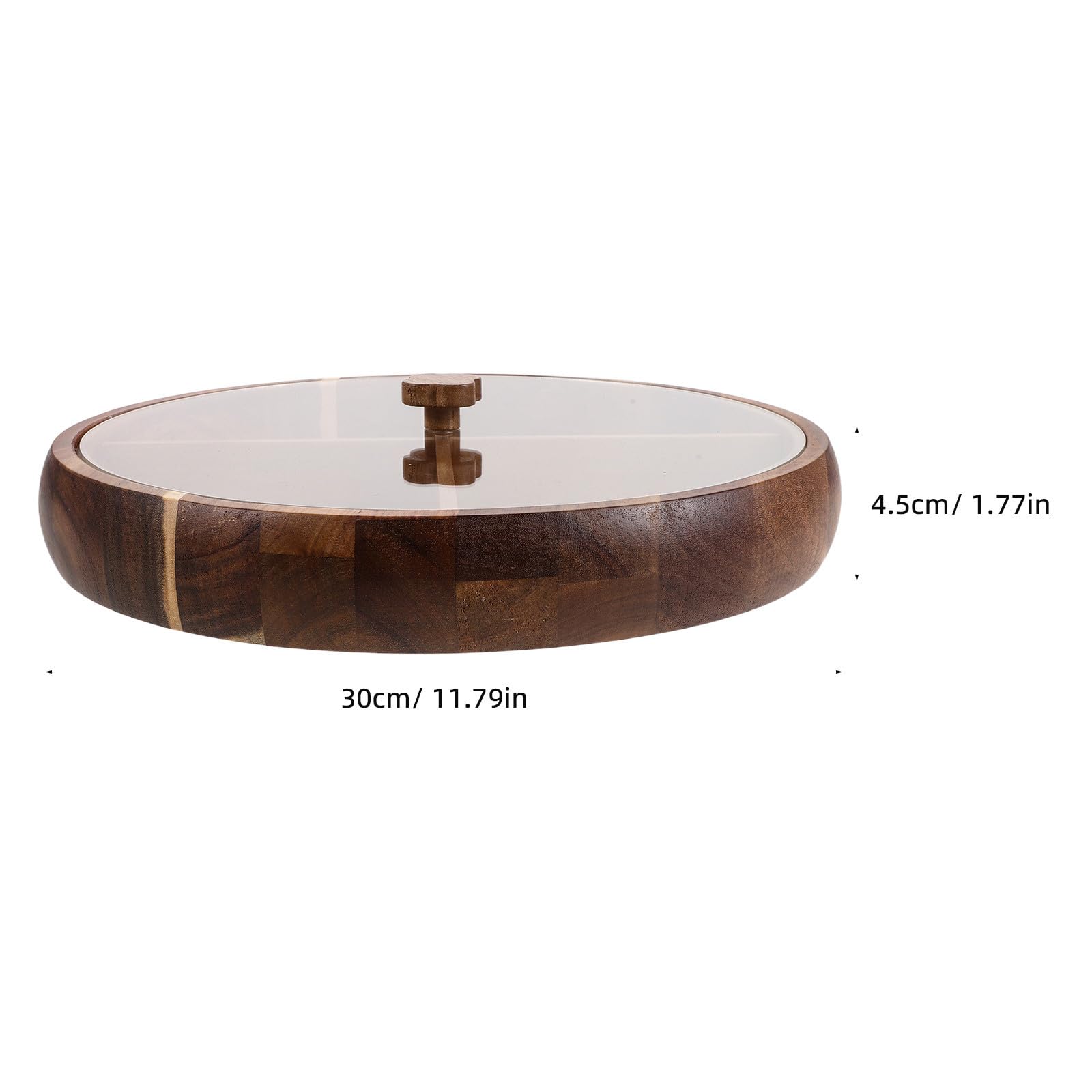 Abaodam Plateau de Service Rond en Bois avec Couvercle Transparent et Compartiments Multiples, Plateau Décoratif pour Fruits Secs et Fruits, pour Fêtes et Réceptions
