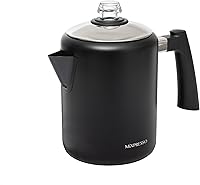 Vista 12 de Mixpresso Cafetera percoladora de acero inoxidable verde para estufa, cafetera percoladora clásica de 37oz, excelente para camping, cafetera de 5-8