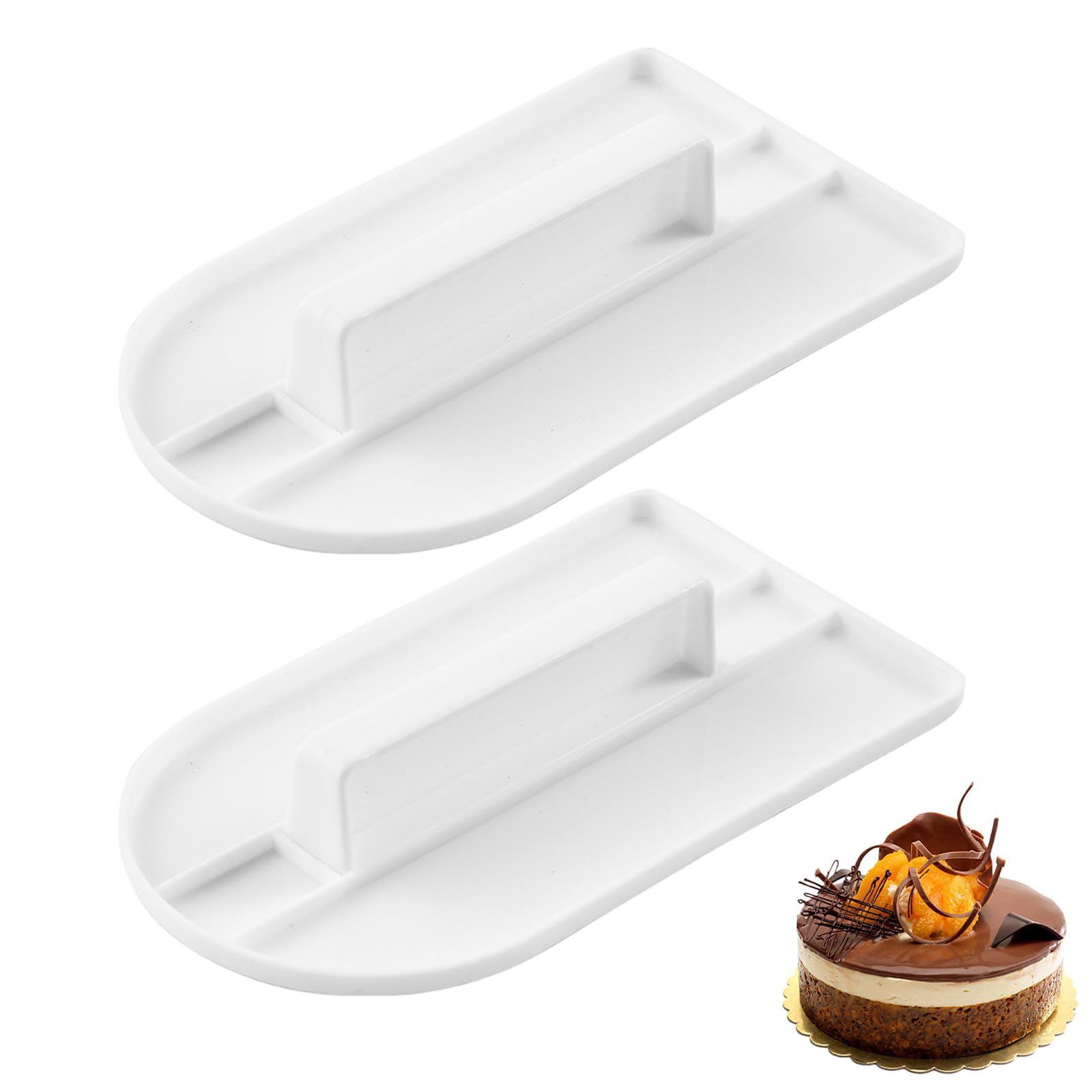 ZenithQuest 2 Pcs Fondant Cake Smoother Polisher, Plastic Icing Smoothing Tool for Marzipan Sugar Paste Cupcake Decorating, for Home Kitchen Cake Shop Candy Store Baking Tools