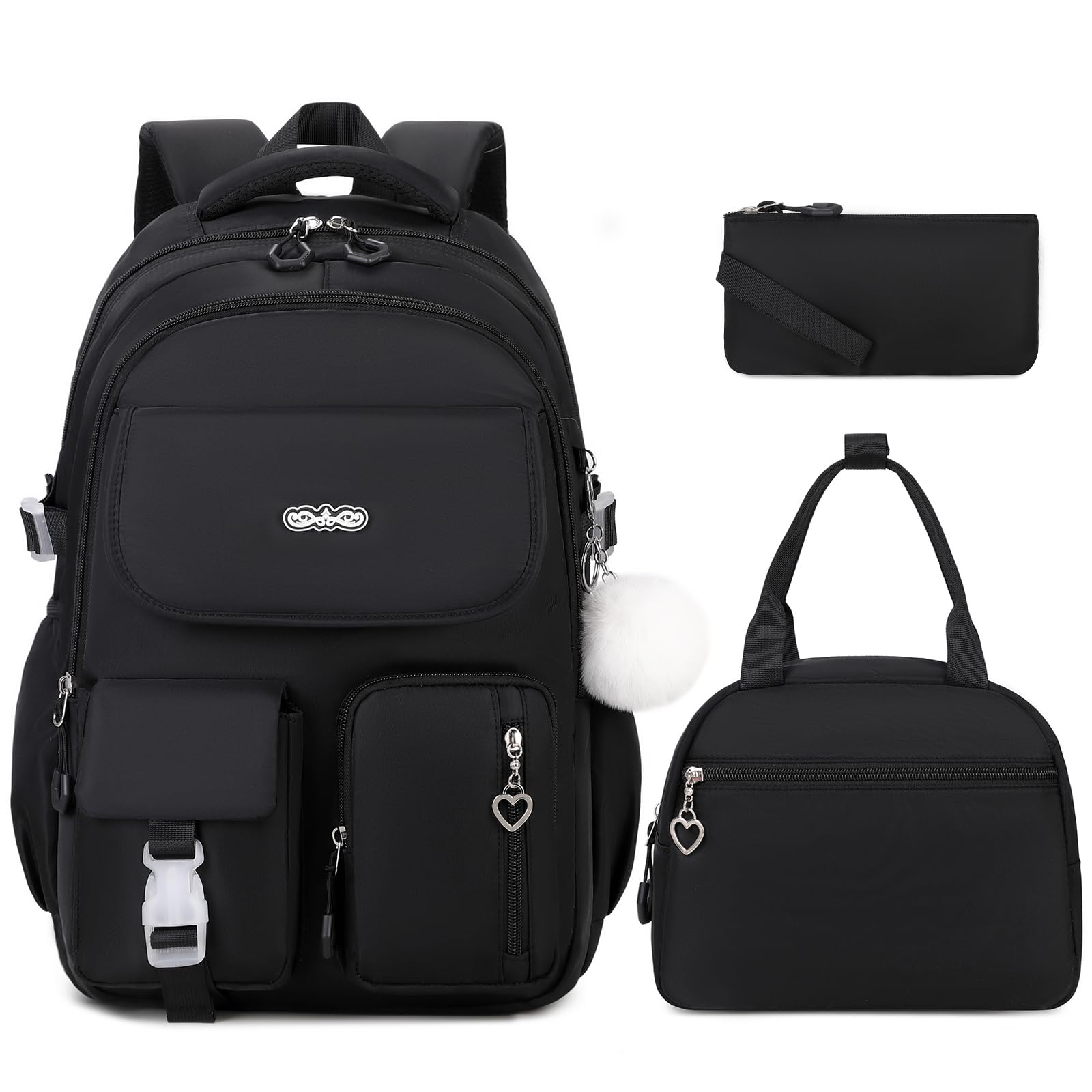 DIGOBAY Backpacks for Girls, 3PCS School Backpack with Lunch Box Pencil Pouch for Teen Girls Kids Elementary Primary Middle High College Travel School