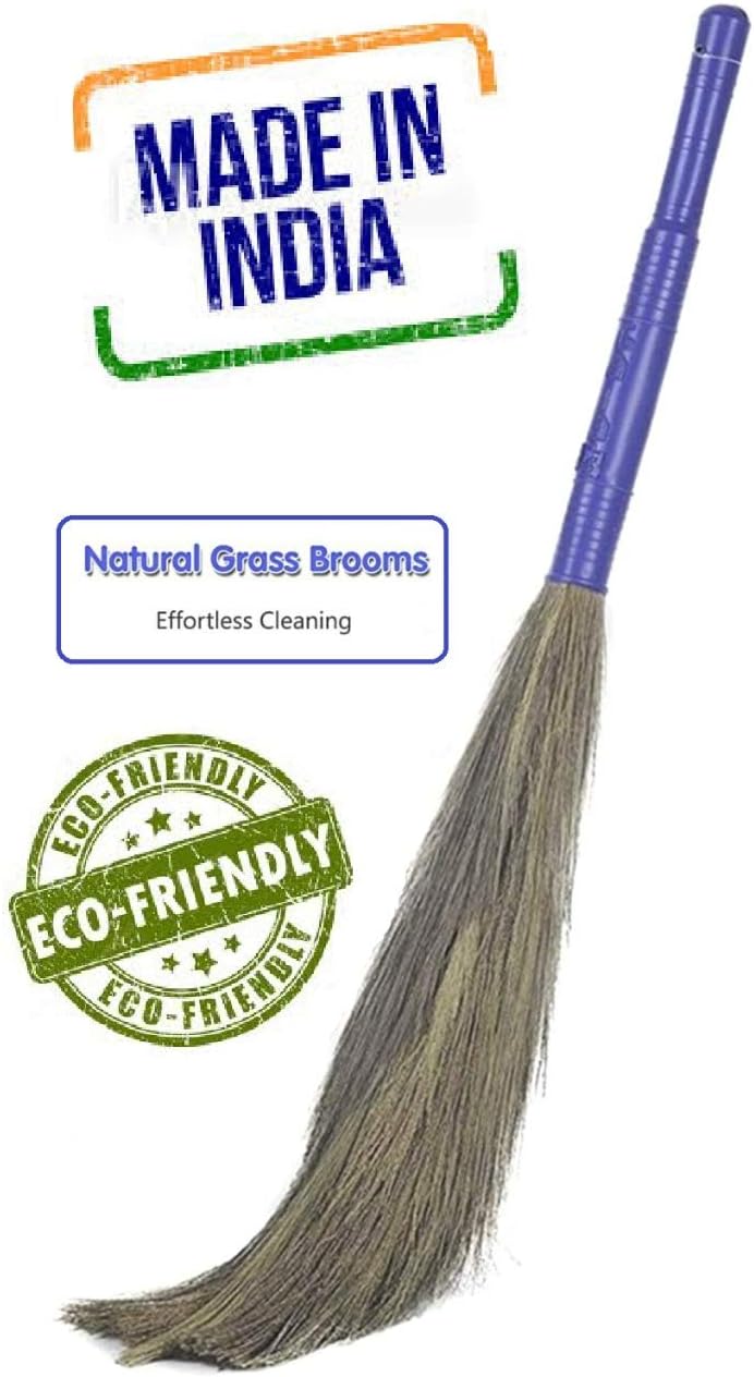 Prime C-2 Big Soft Grass Broom - Eco-Friendly Plastic Handle for All Floor Cleaning | King Size Stick for Home Cleaning