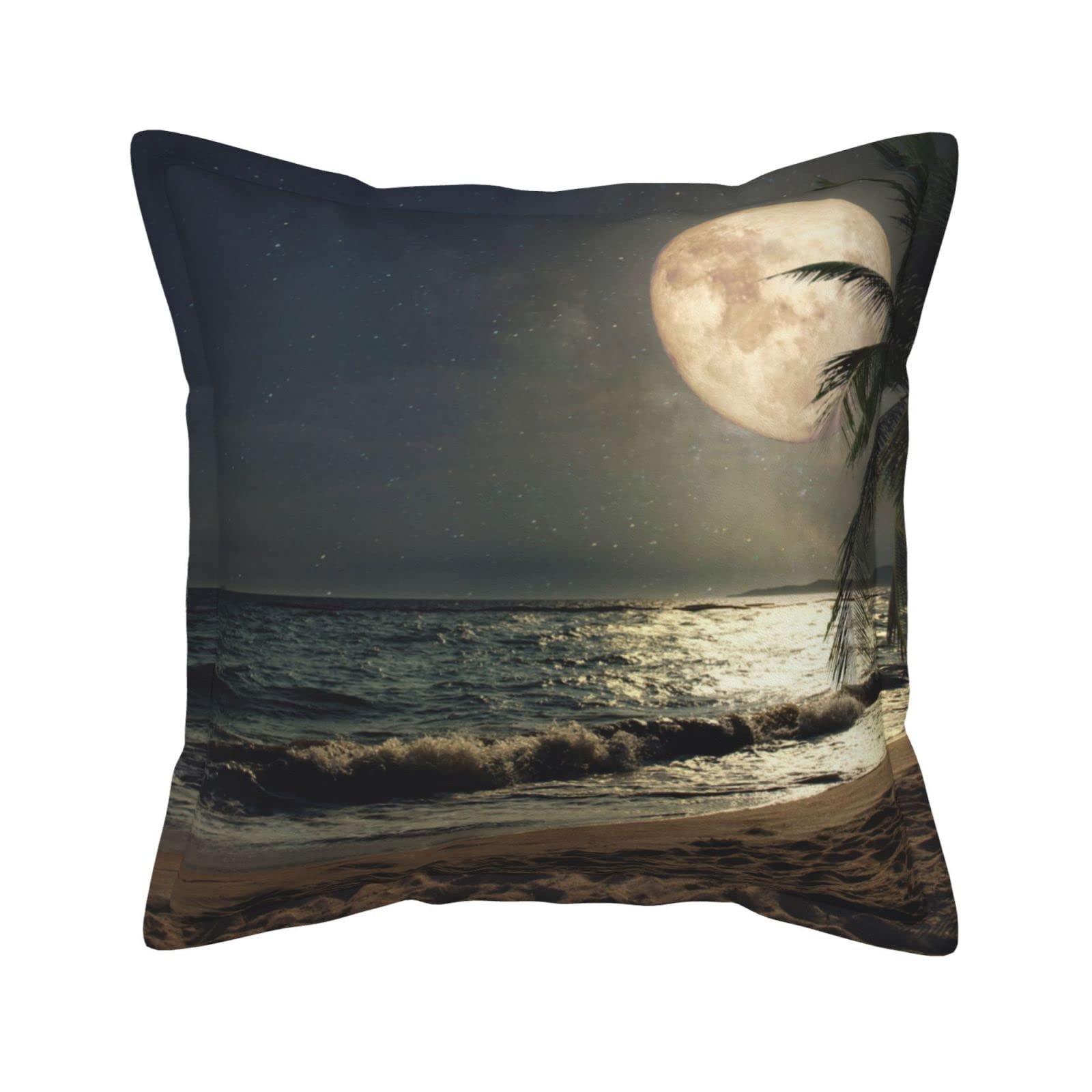 Housse de coussin en similicuir nuit étoilée palmier pour canapé