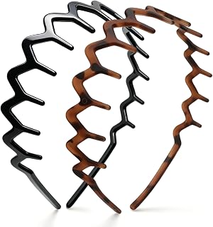 Sizobi 미끄럼 방지 빗 지그재그 웨이브 머리띠 2개, 부드럽고 편안한 매끄러운 백 헤어 액세서리, 여성 및 여아용 세련된 헤어 밴드 선물