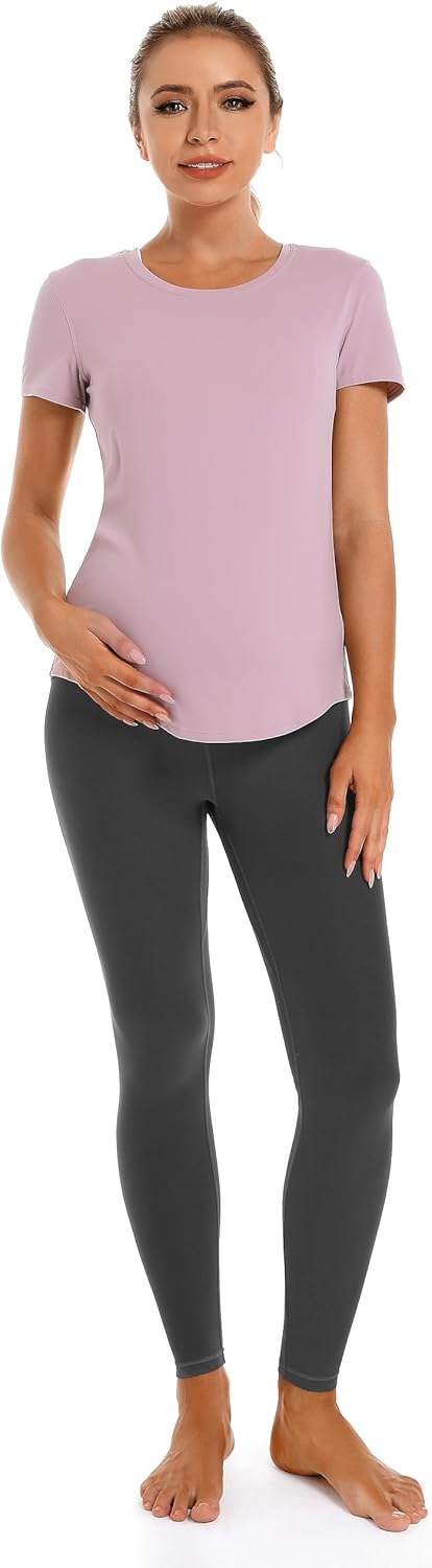 Foucome Women's Maternity Leggings Over The Belly Pregnancy Yoga Pants Workout Athletic Leggings - Image 5