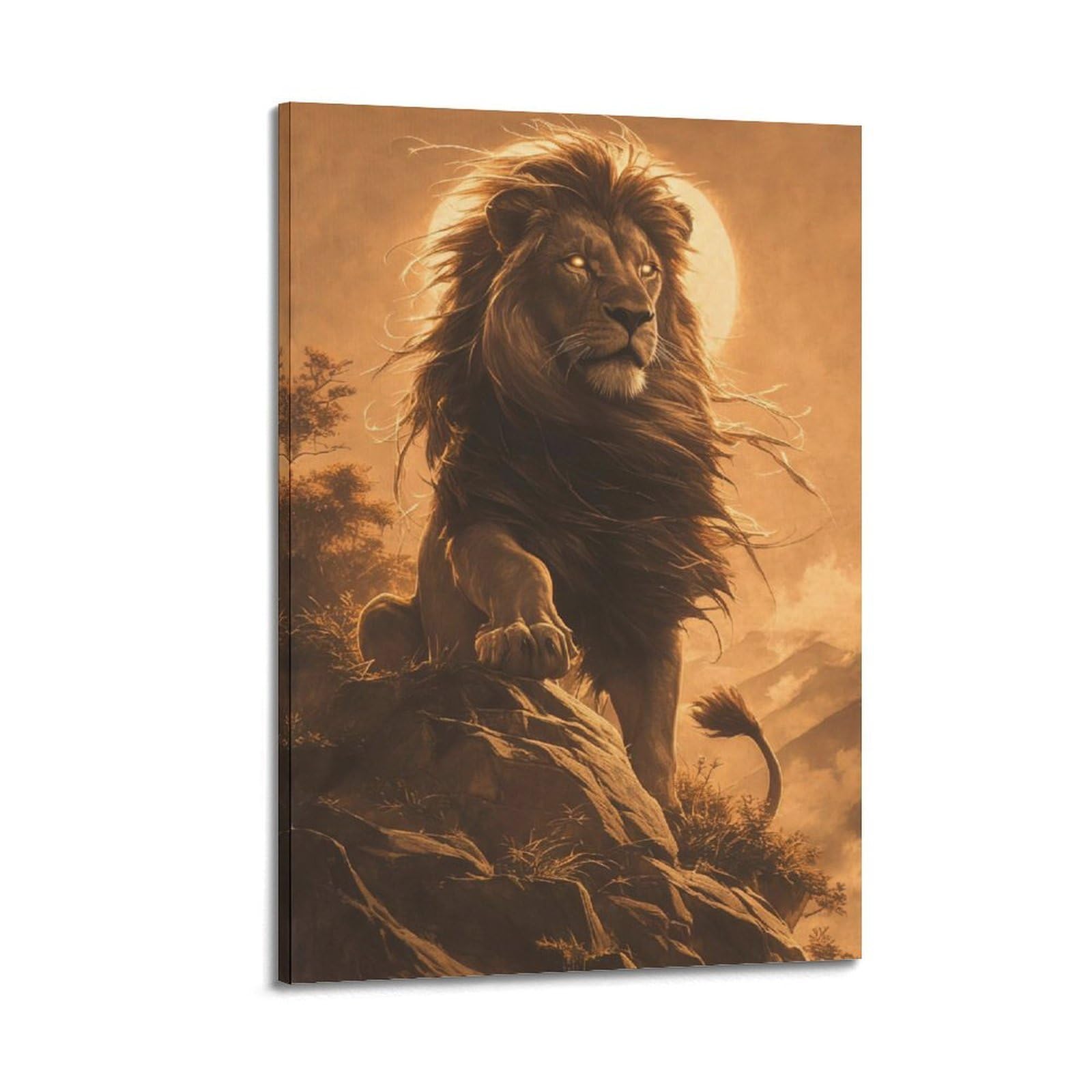 JTLFXY Animal Poster The Lion's Gaze Poster Decorative Painting Canvas Wall Posters And Art Picture Print Modern Family Bedroom Decor Posters 20x30inch(50x75cm)