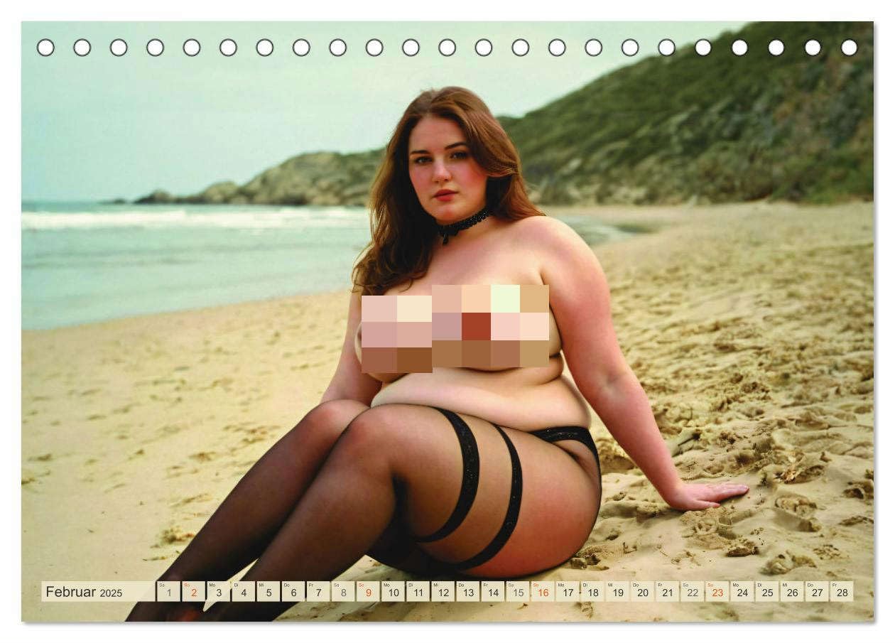 XXL Beach Girls Kalender - Kurvige Frauen am Strand (Tischkalender 2025 DIN A5 quer), CALVENDO Monatskalender: Kurvige XXL Girls verbringen einen sinnlichen Tag am Meer. (CALVENDO Erotik)