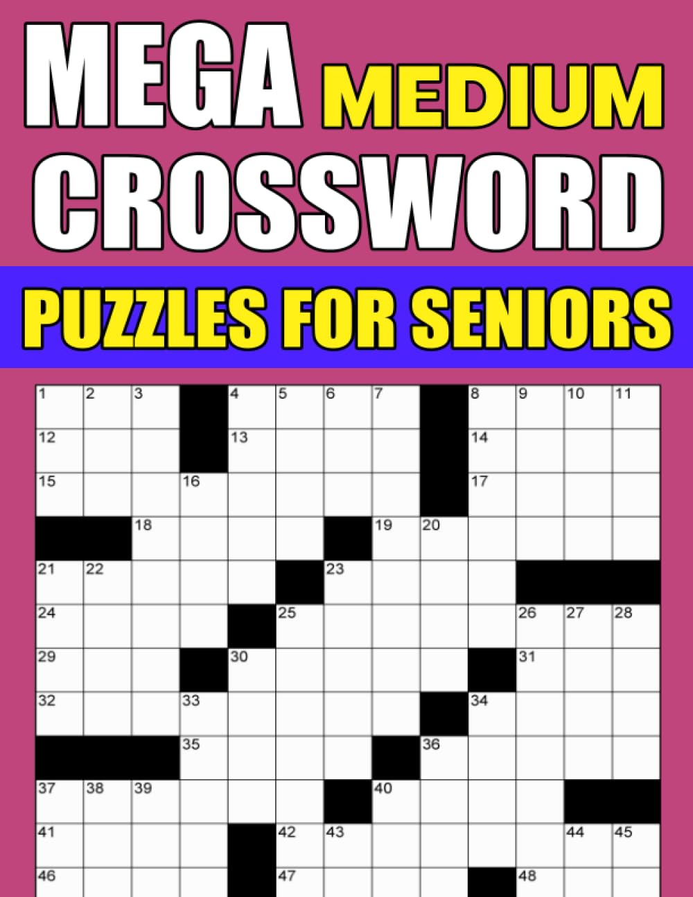 Mega Medium Crossword Puzzles for Seniors: Play challenging puzzle games that help boost your mental and brain activity