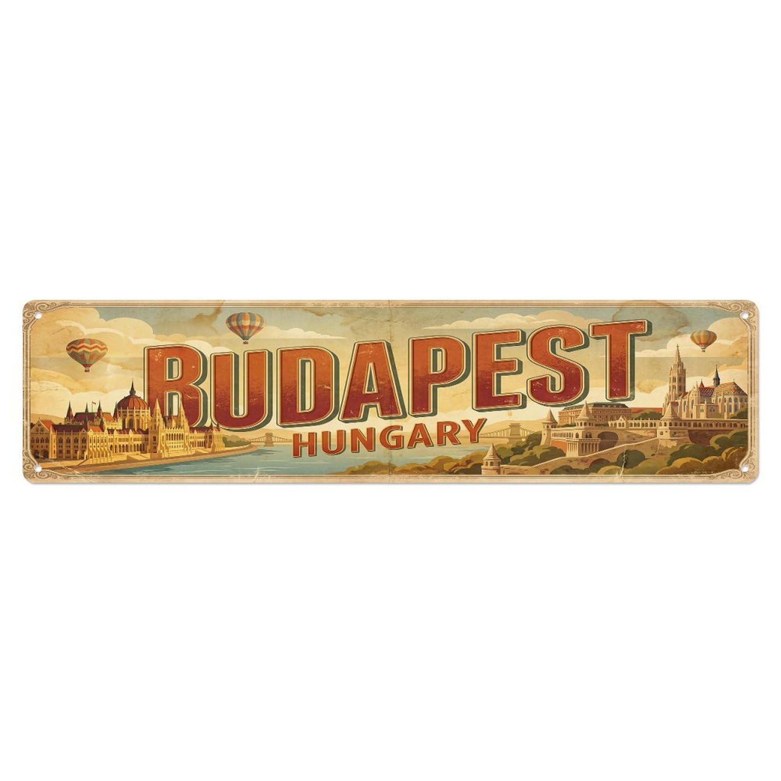 Vintage Travel Hungary Budapest Metal Tin Sign