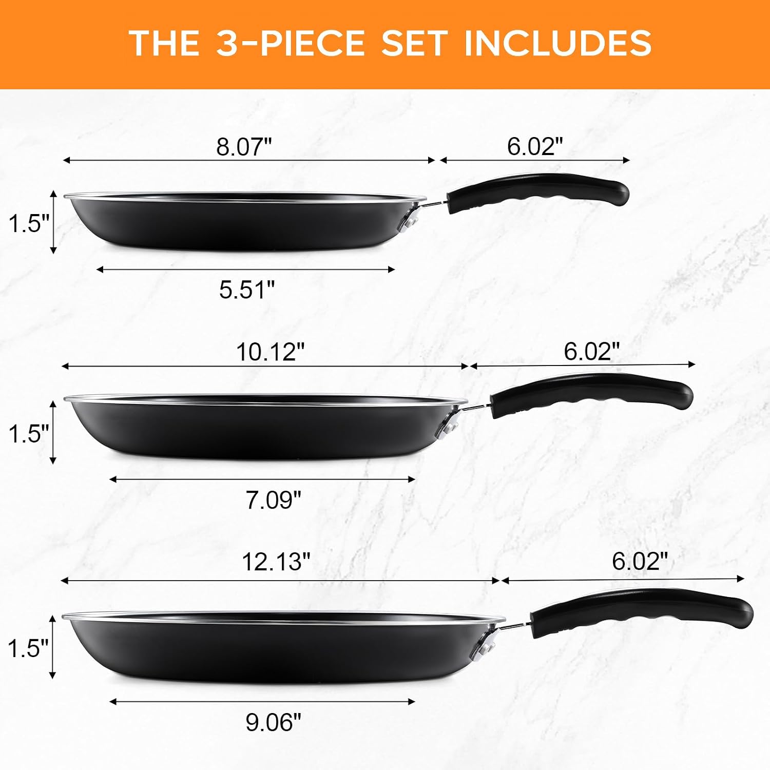 𝟒𝟒%𝐎𝐟𝐟 Nonstick Frying Pan Set of 𝟓: Egg Frying Pans with Spatulas