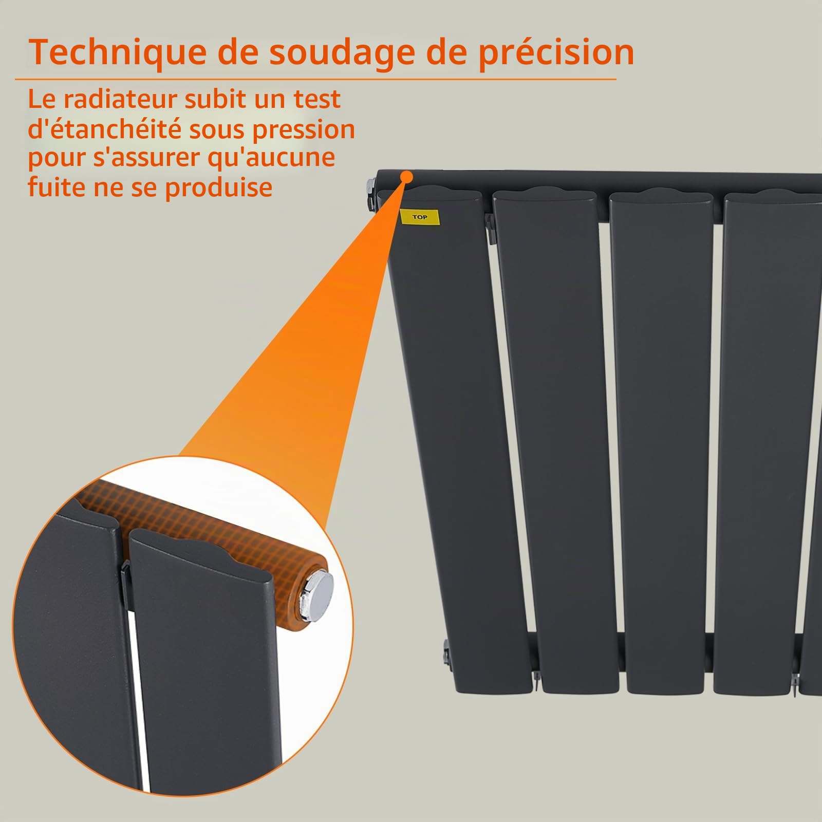 T&K Radiateur Eau Chaude 630x308 mm Anthracite Plat Simple Horizontal Design Couche Montage Mural Salle de Bain Radiateur