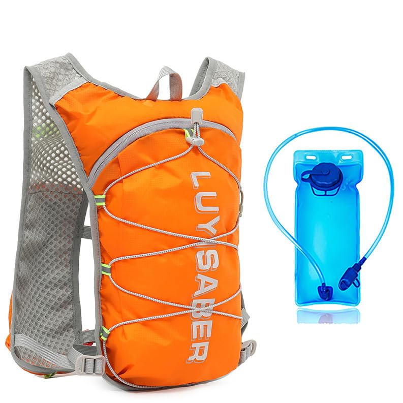 CHENXIAOHONG Mochila unissex leve e compacta para atividades ao ar livre, corrida, ciclismo e viagem, impermeável e prática(Laranja + Bolsa de Água)