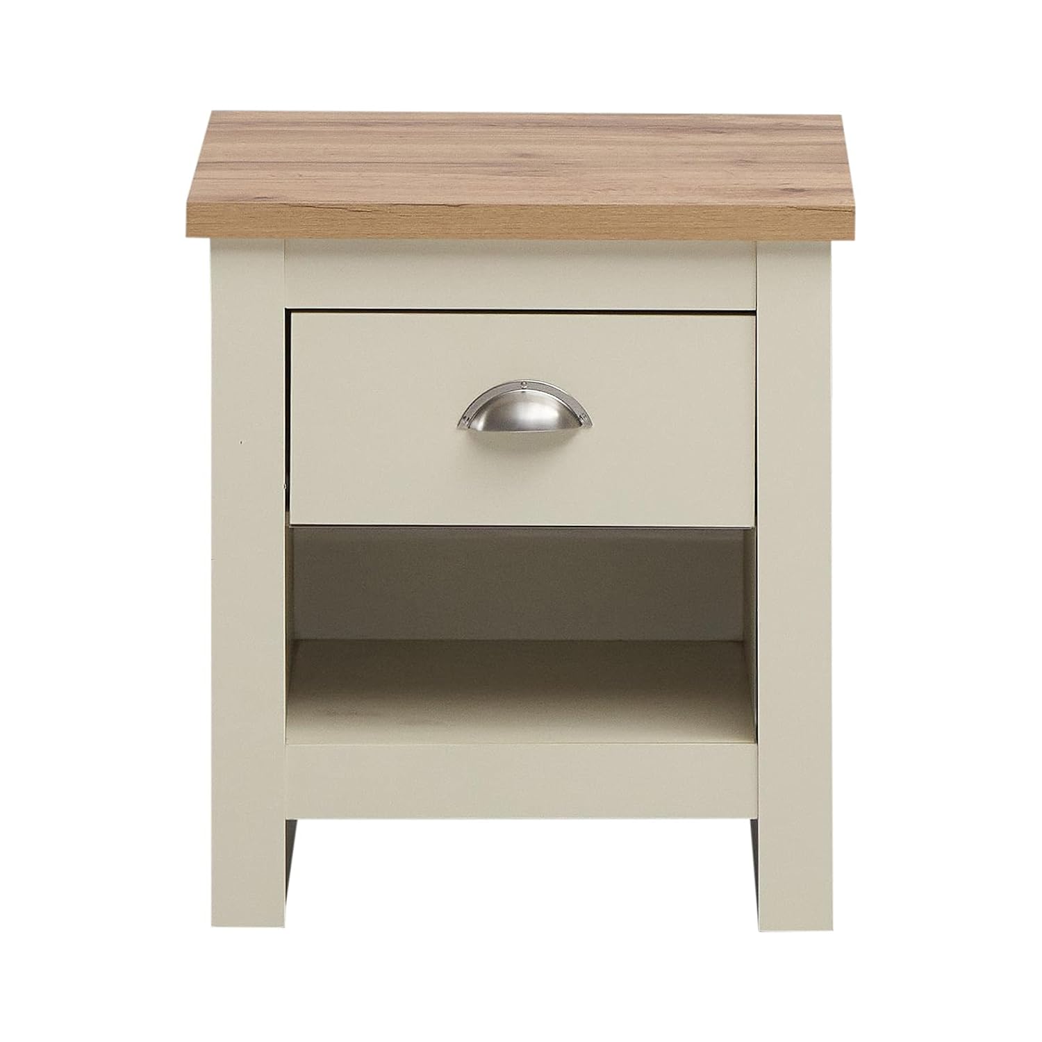 Timber Art Design UK Lisbon Bedside Table with 1 Drawer Chest Cabinet Storage Unit Nightstand Table Modern Furniture for Living Room, Bedroom, Hallway with Cream and Oak Effect,... - Image 4